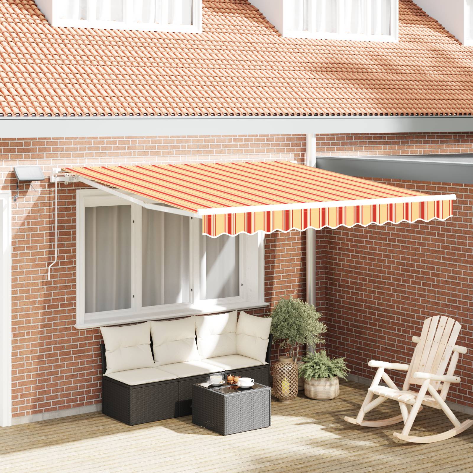 vidaXL Manuelle Einziehbare Markise mit LED Gelb und Orange 300x250 cm