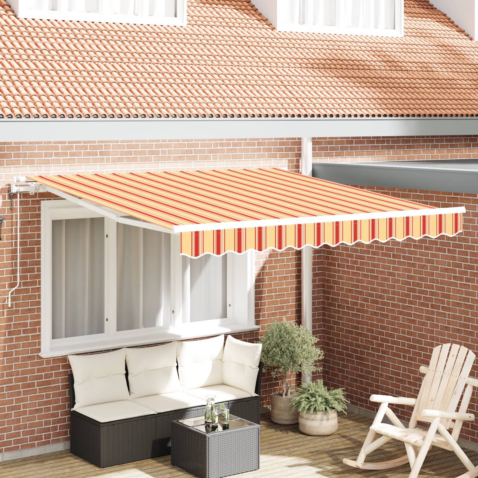 vidaXL Automatische Einziehbare Markise in Gelb und Orange 300x250 cm