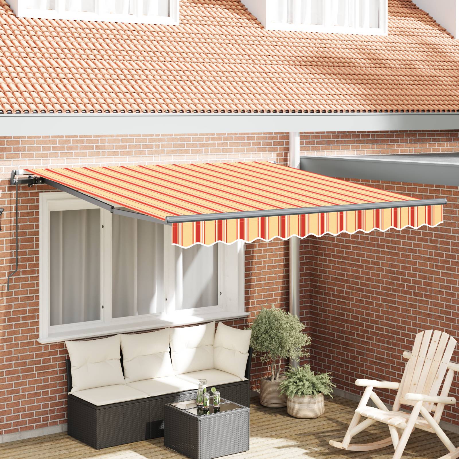vidaXL Manuelle einziehbare Markise in Gelb und Orange 350x250 cm