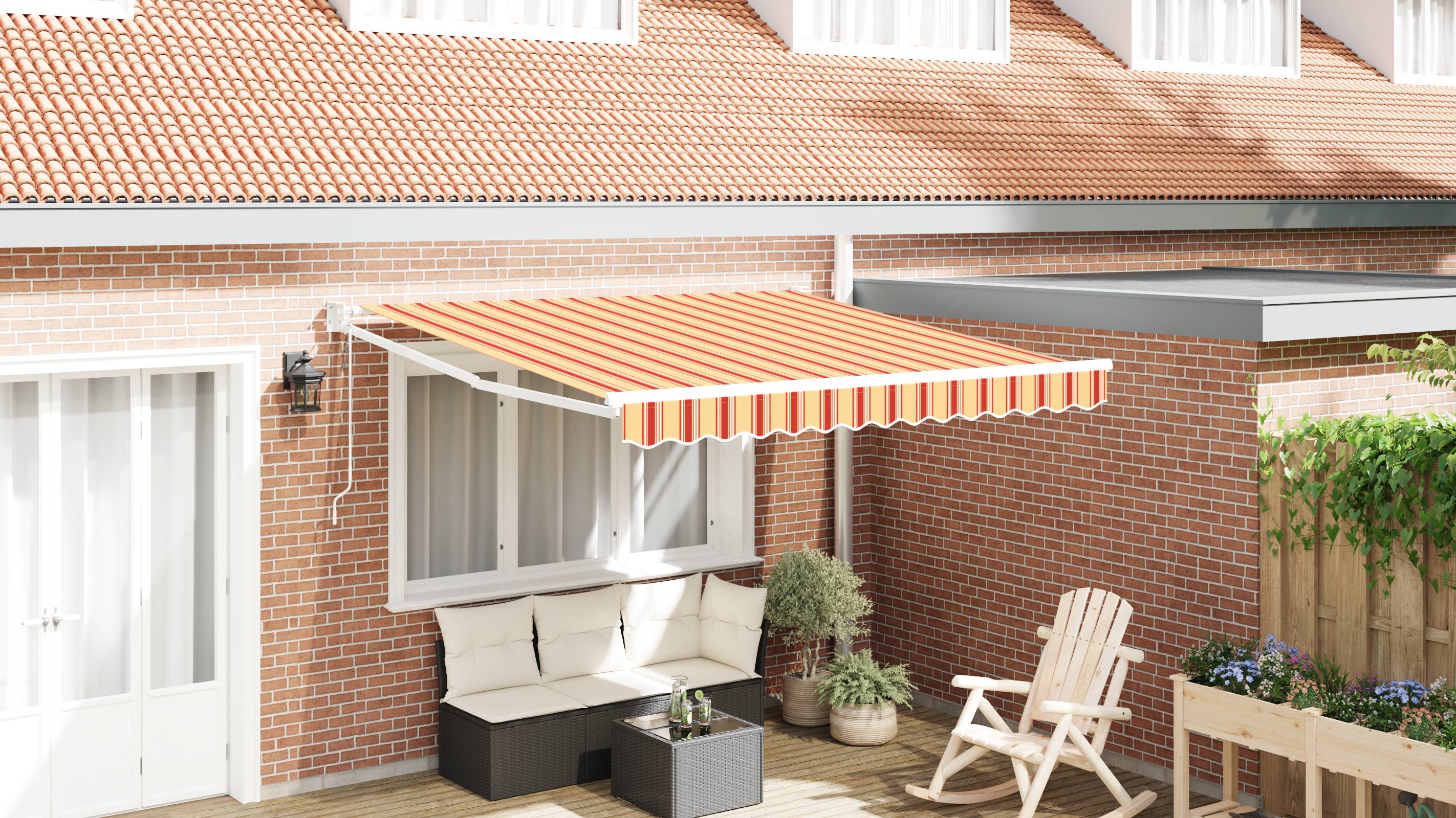 vidaXL Automatische Einziehbare Markise Gelb und Orange 300x250 cm