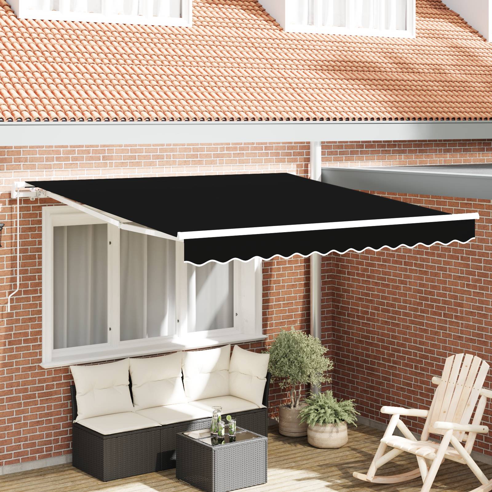 vidaXL manuelle einziehbare Markise Schwarz 350x250 cm