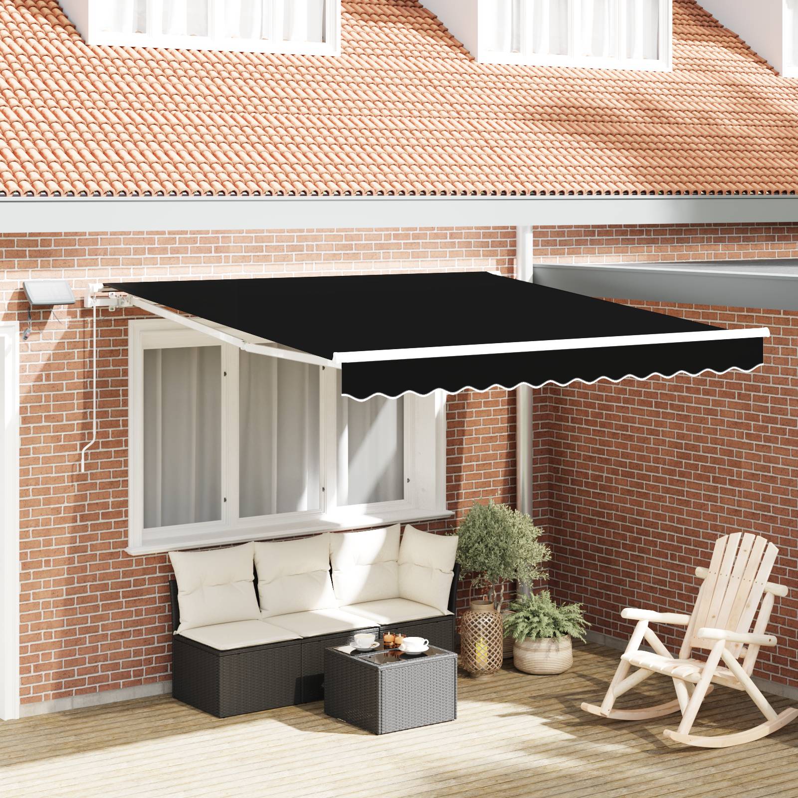 vidaXL Manuelle einziehbare Markise mit LED Schwarz 300x250 cm