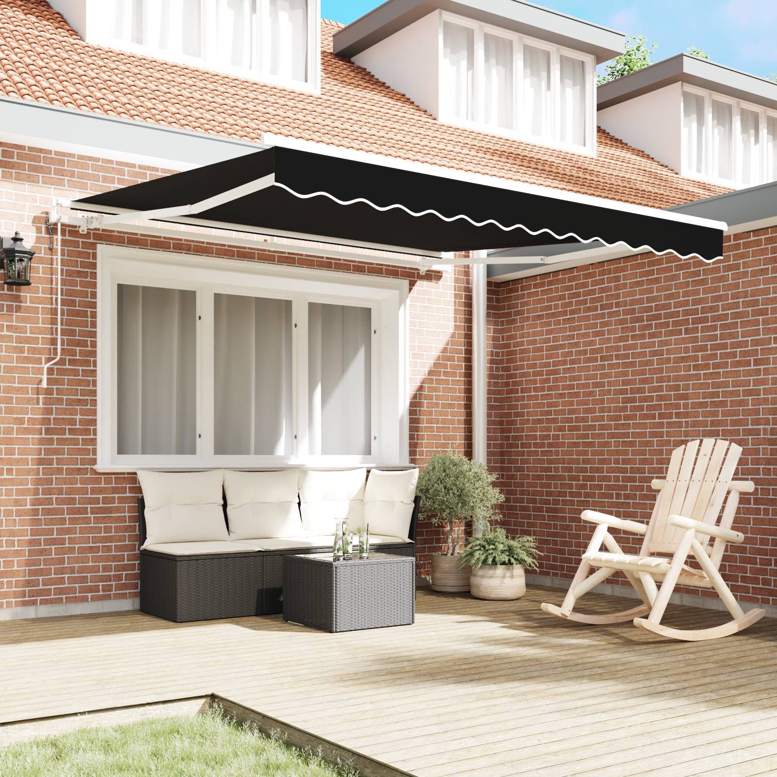 vidaXL Automatische Einziehbare Markise Schwarz 350x250 cm