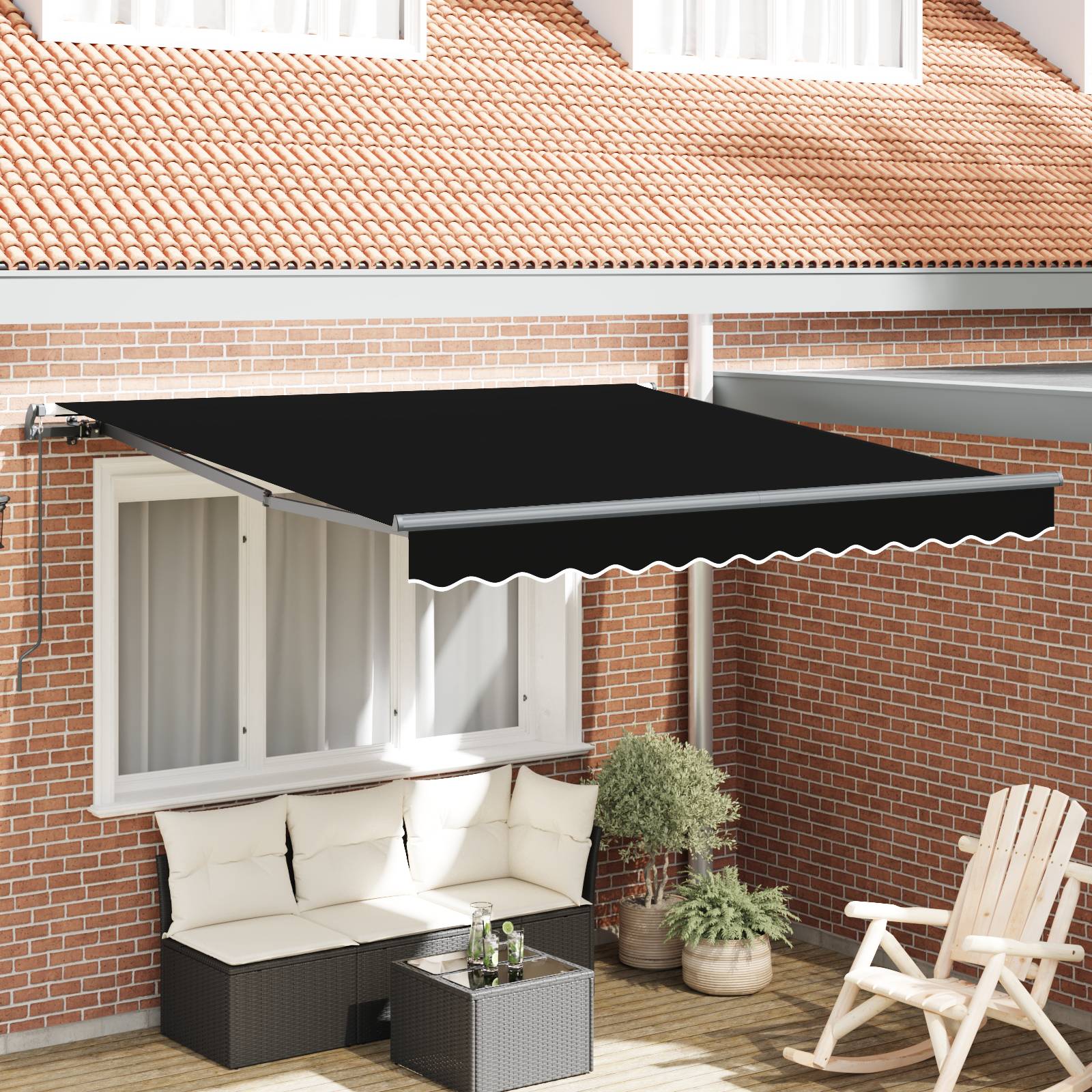 vidaXL manuelle einziehbare Markise Schwarz 350x250 cm