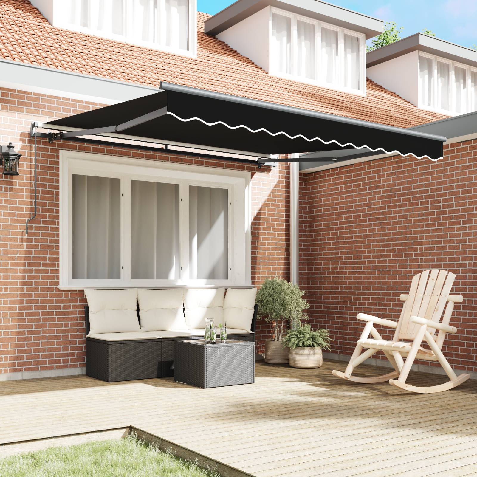 vidaXL manuelle einziehbare Markise Schwarz 350x250 cm