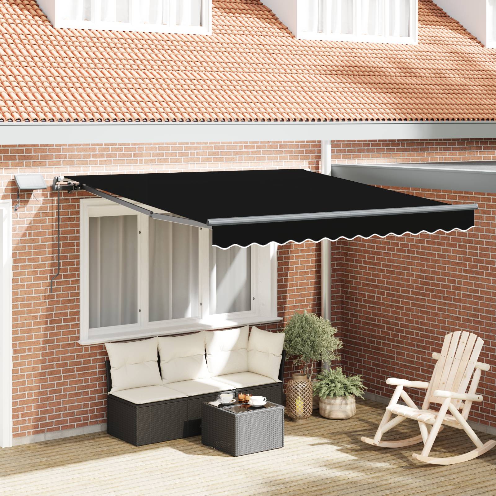 vidaXL manuelle einziehbare Markise mit LED Schwarz 350x250 cm