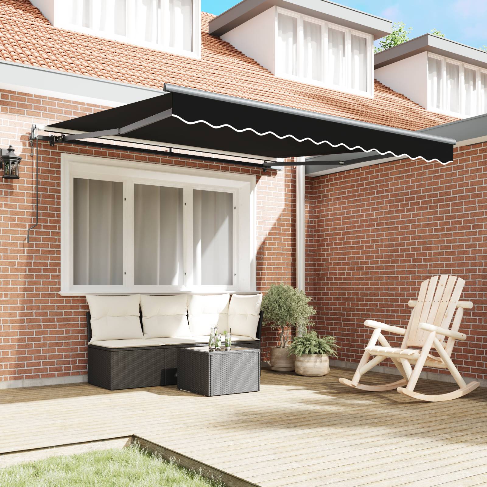 vidaXL Automatische einziehbare Markise Schwarz 300x250 cm