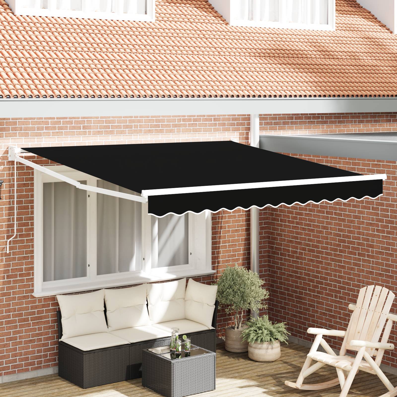 vidaXL manuelle einziehbare Markise Schwarz 350x250 cm