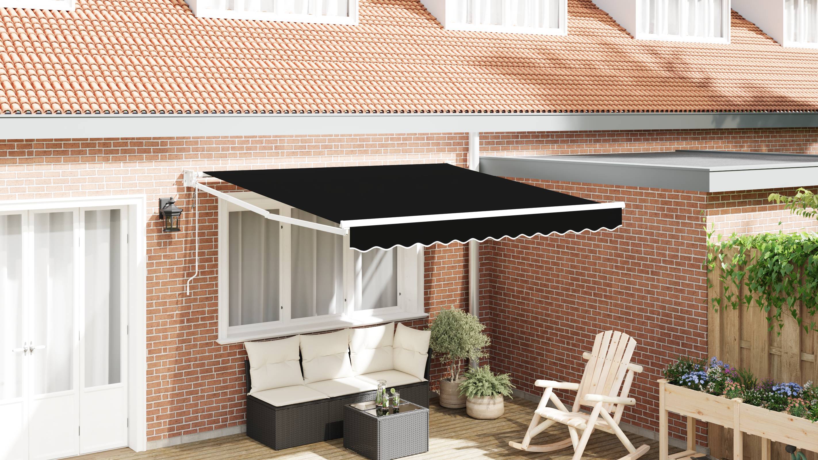 vidaXL Automatische Einziehbare Markise Schwarz 350x250 cm