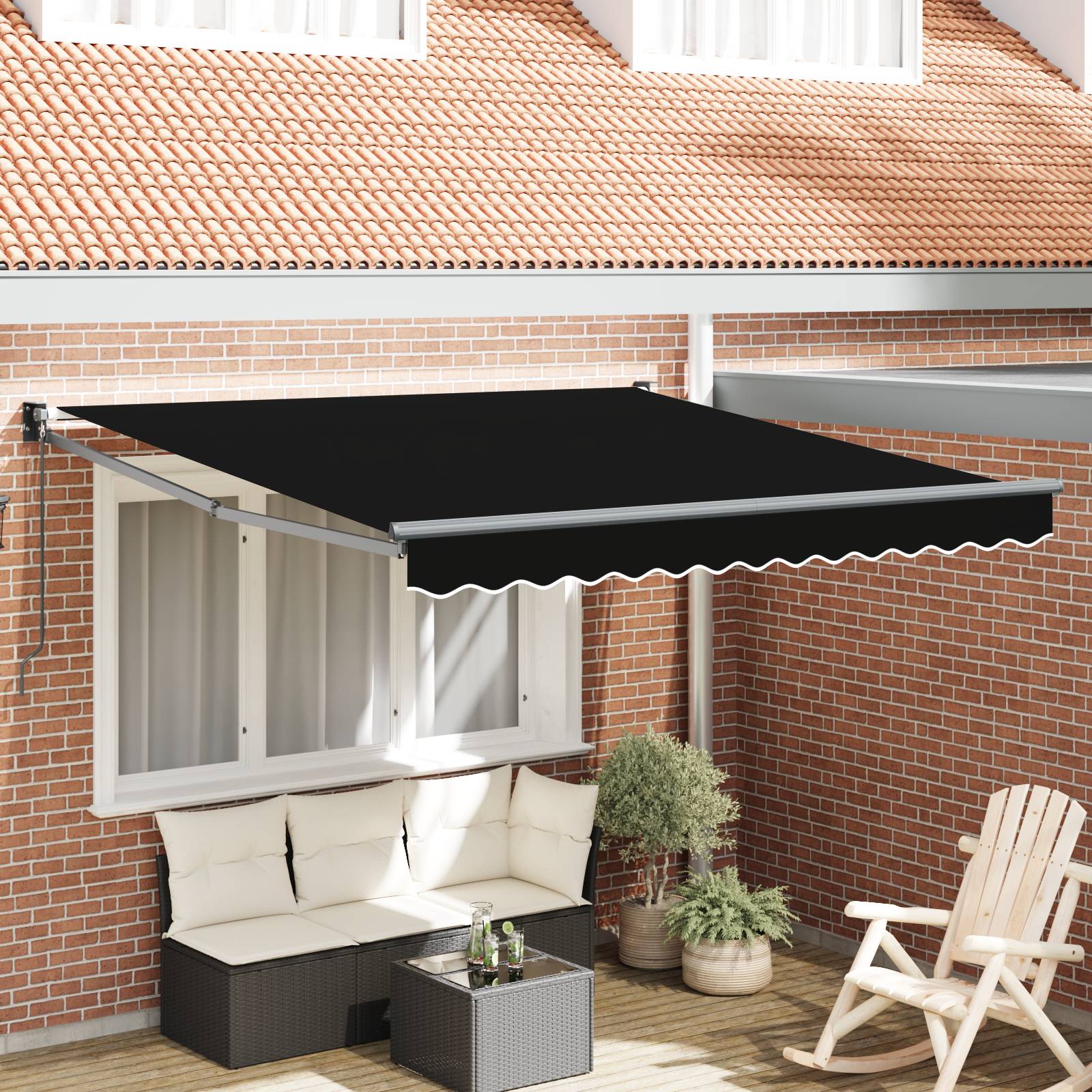 vidaXL Manuelle Einziehbare Markise Schwarz 300x250 cm