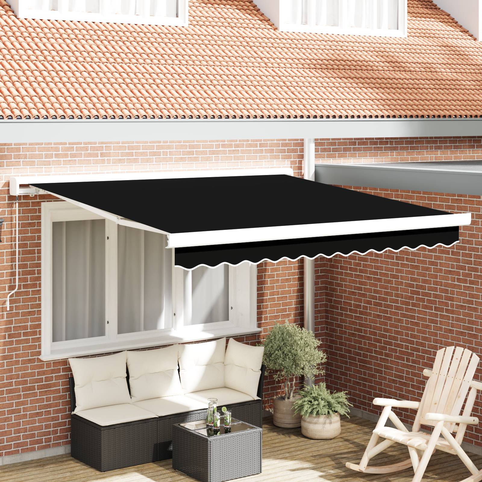 vidaXL manuell einziehbare Markise Schwarz 300x250 cm