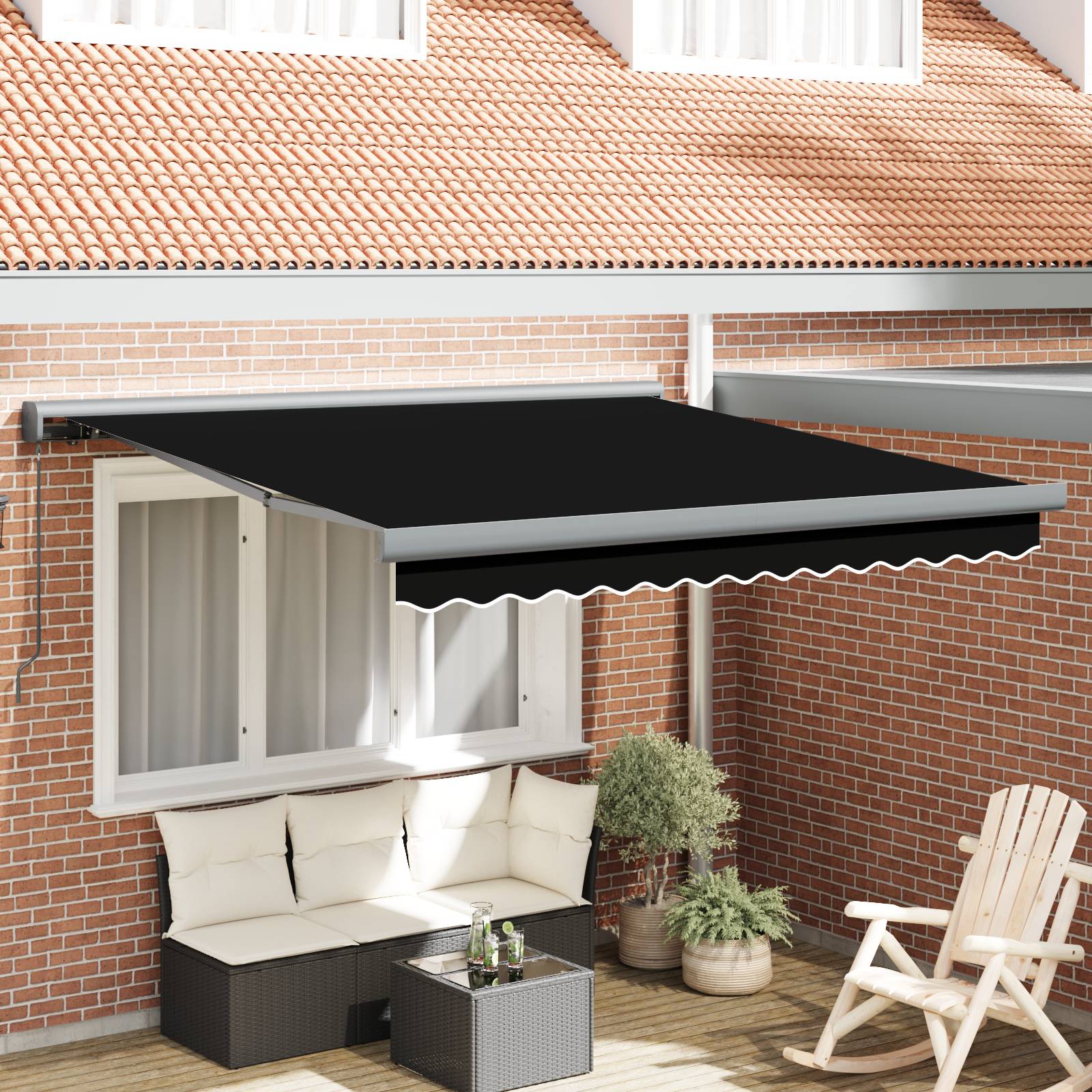 vidaXL Manuelle Einziehbare Markise Schwarz 300x250 cm