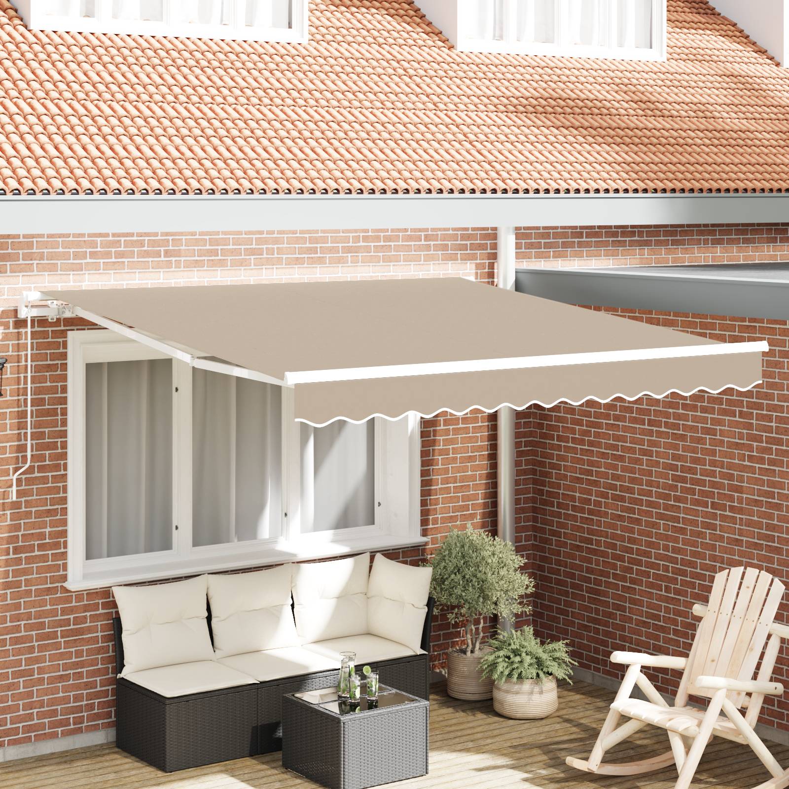 vidaXL Manuelle Einziehbare Markise Beige 350x250 cm