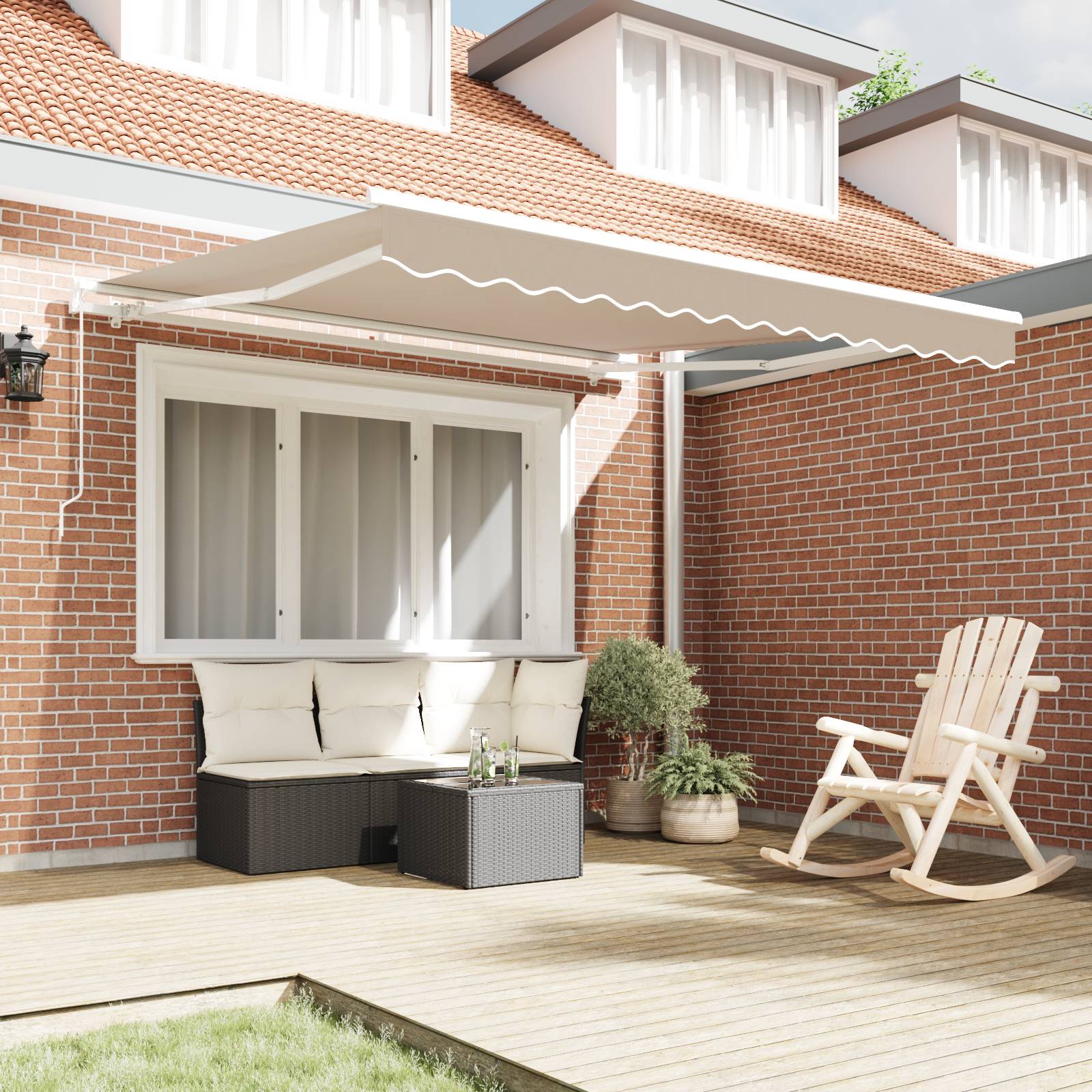vidaXL Einziehmarkise Manuell Beige 300x250 cm
