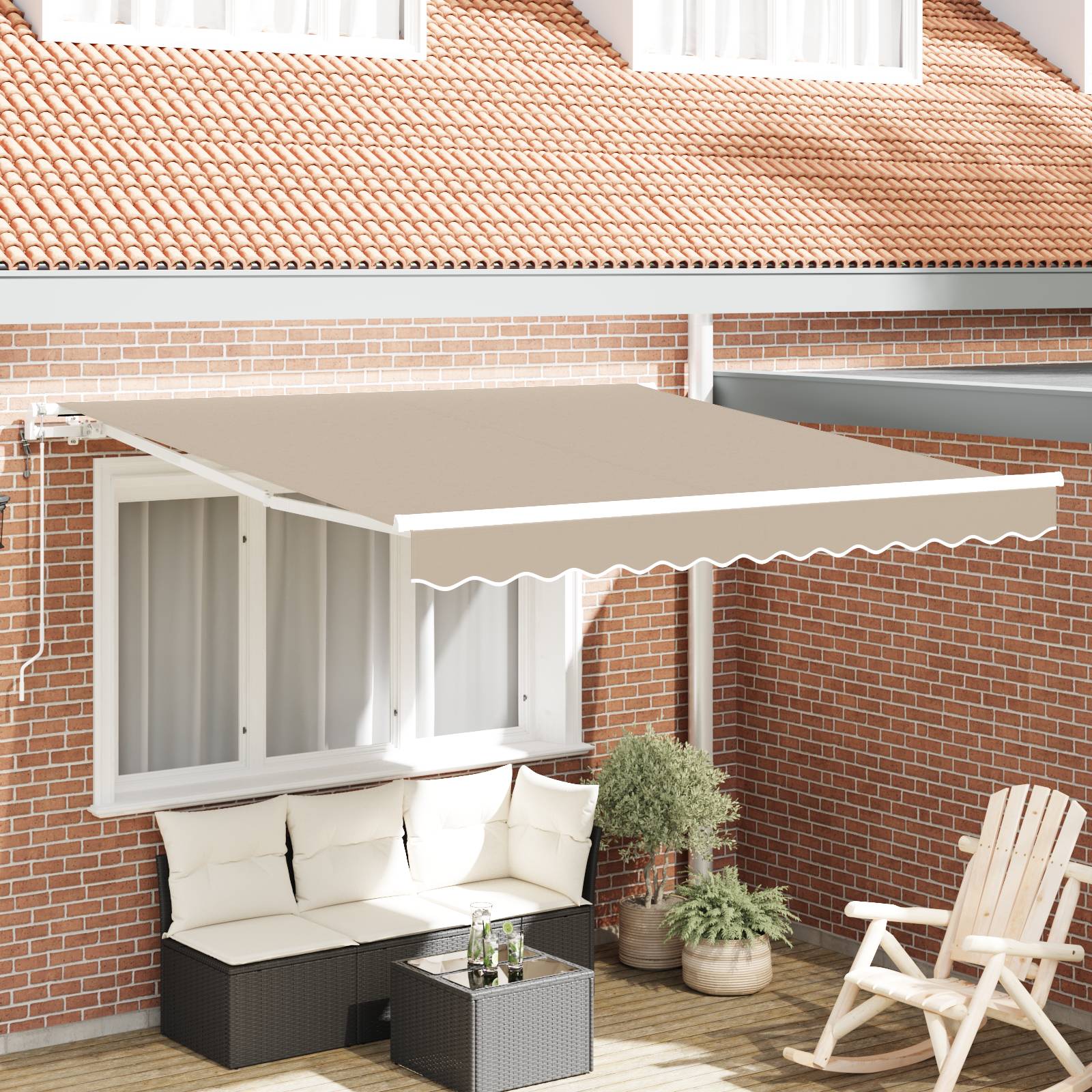 vidaXL Automatische Einziehbare Markise Beige 350x250 cm