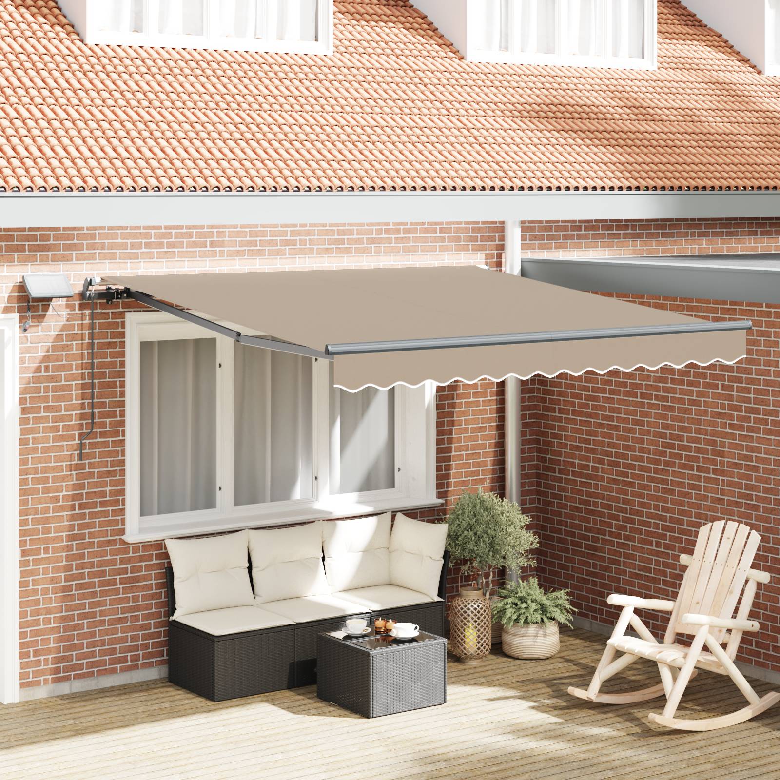 vidaXL manuelle einziehbare Markise mit LED Beige 350 x 250 cm