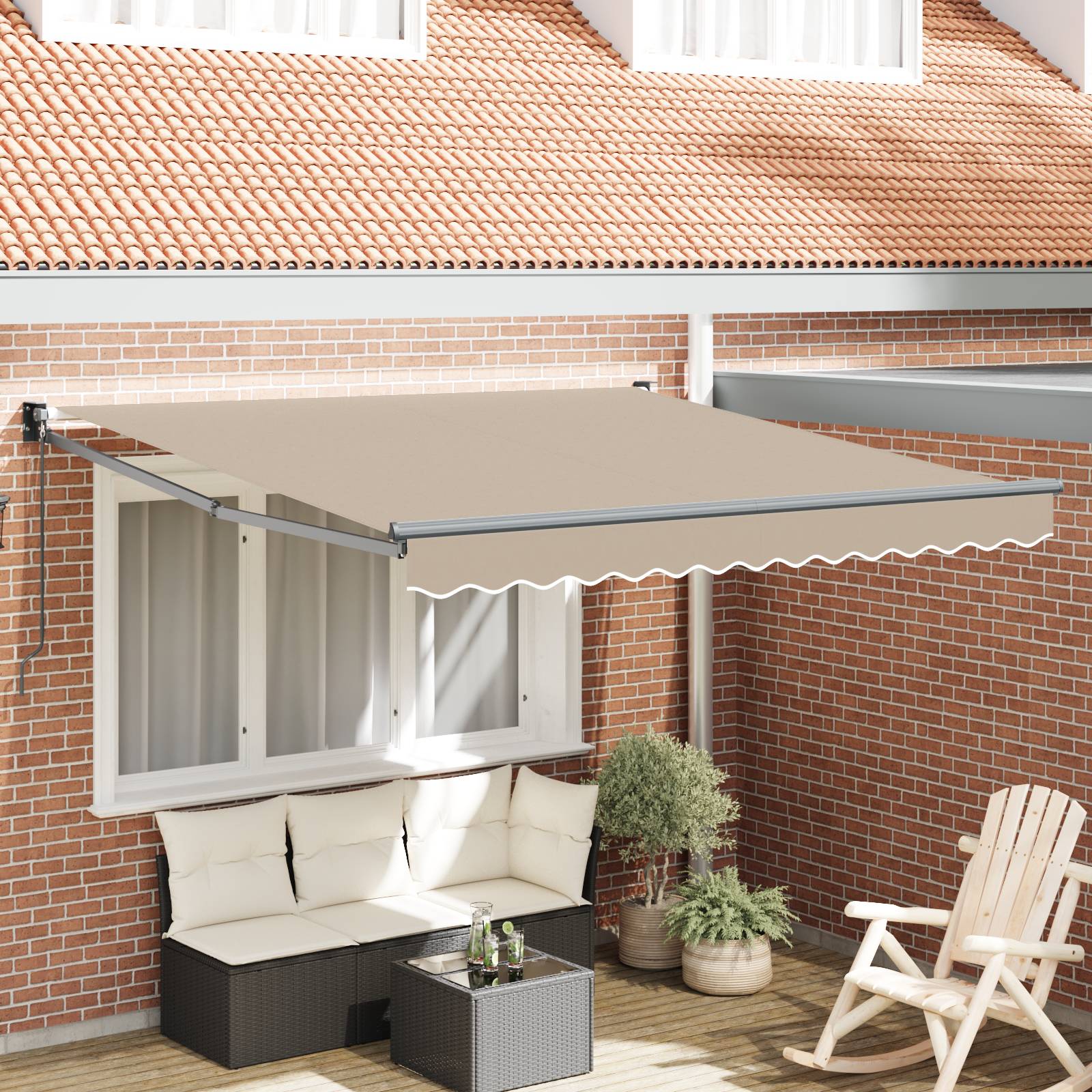 vidaXL Manuelle Einziehbare Markise Beige 300x250 cm