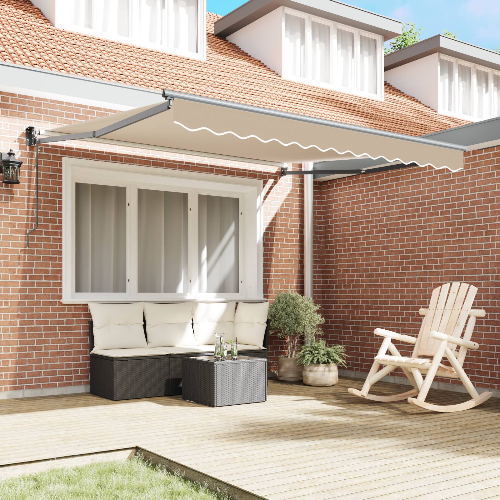 vidaXL Automatische Einziehbare Markise Beige 350x250 cm