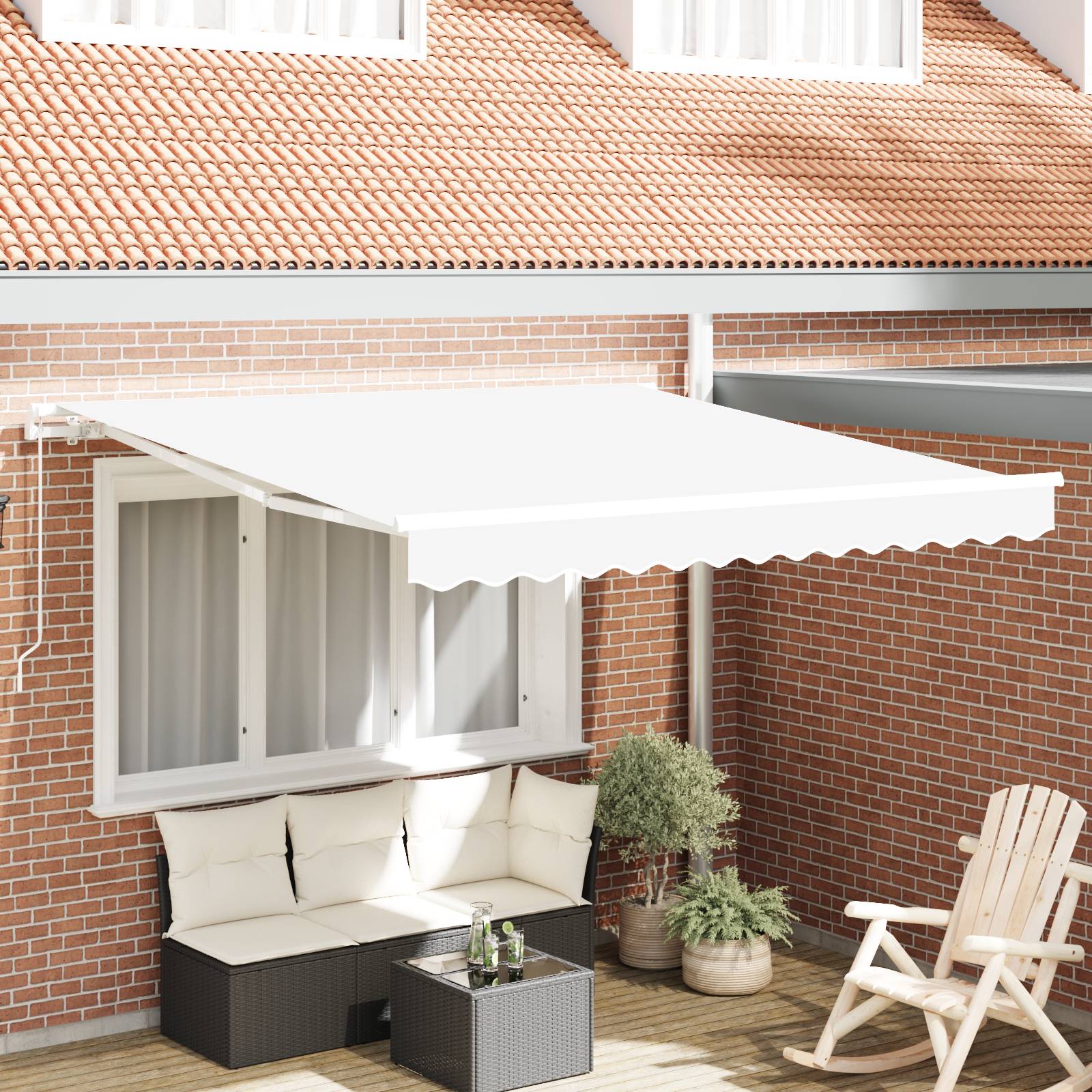 vidaXL Manuelle Einziehbare Markise Weiß 350x250 cm