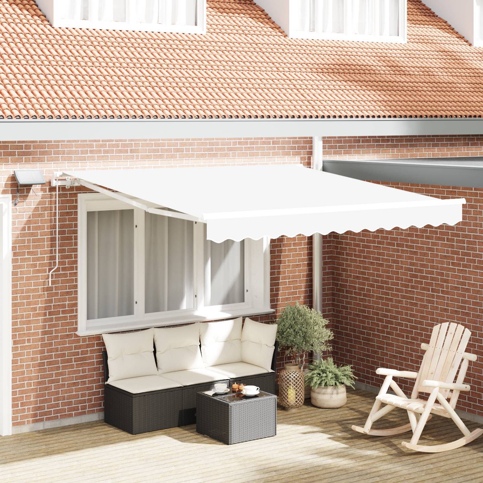 vidaXL Manuelle einziehbare Markise mit LED Weiß 300x250 cm