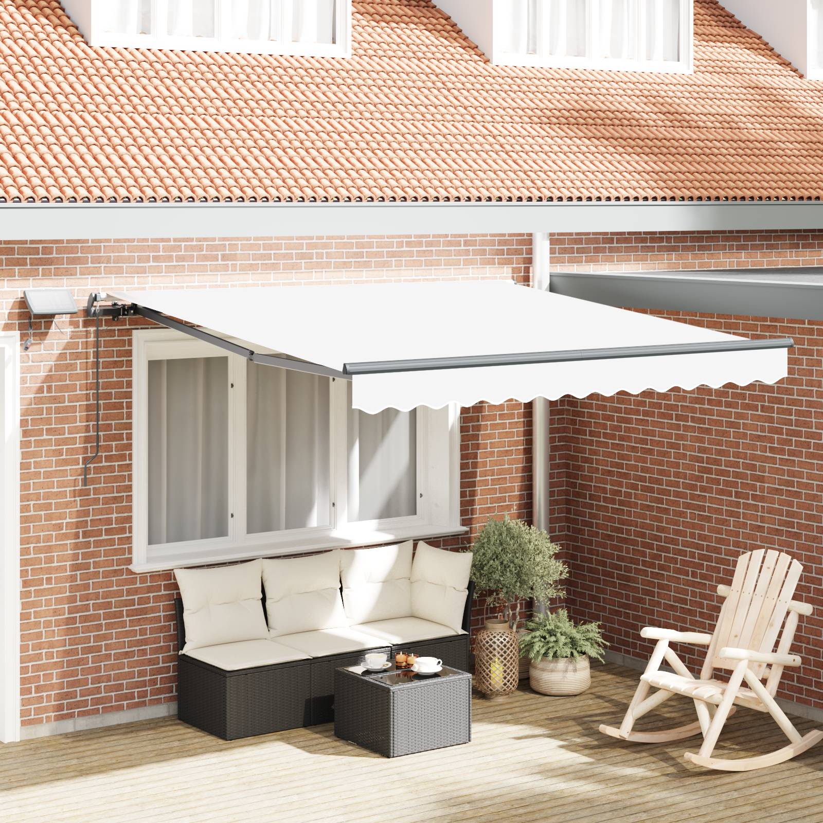 vidaXL Manuelle einziehbare Markise mit LED Weiß 350x250 cm