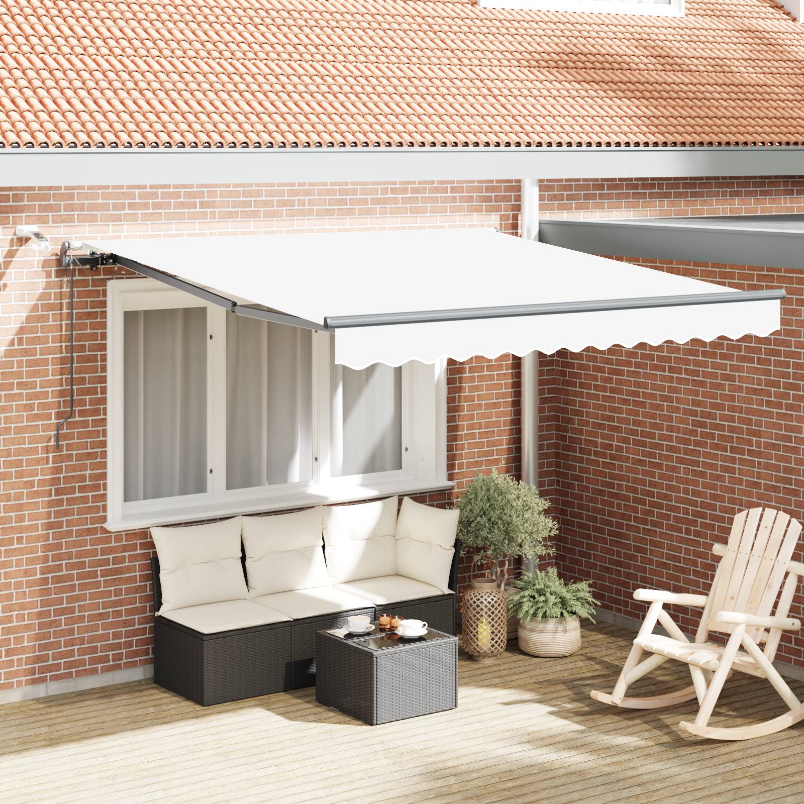 vidaXL Automatische Einziehbare Markise mit LED Weiß 300x250 cm