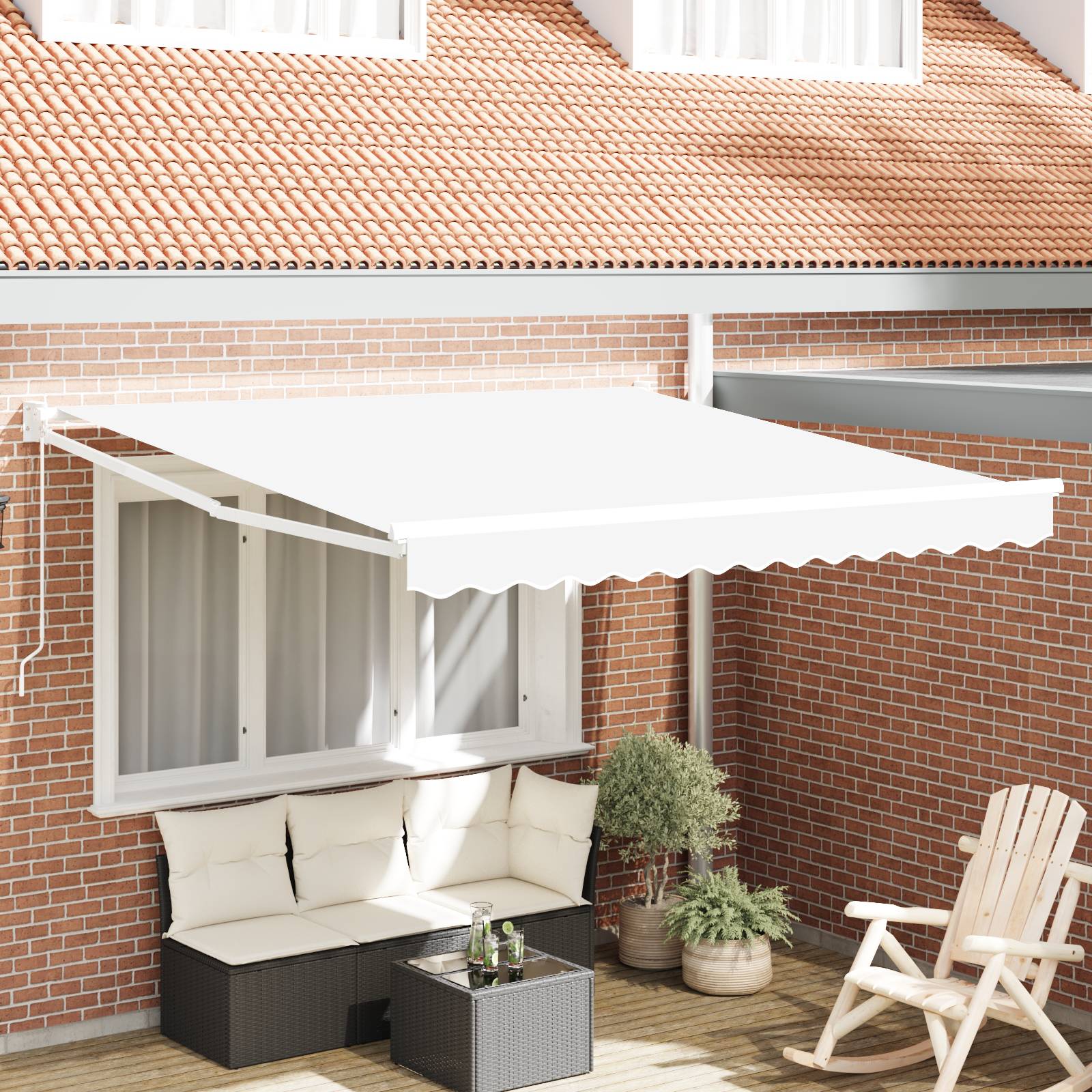 vidaXL Manuelle Einziehbare Markise Weiß 300x250 cm