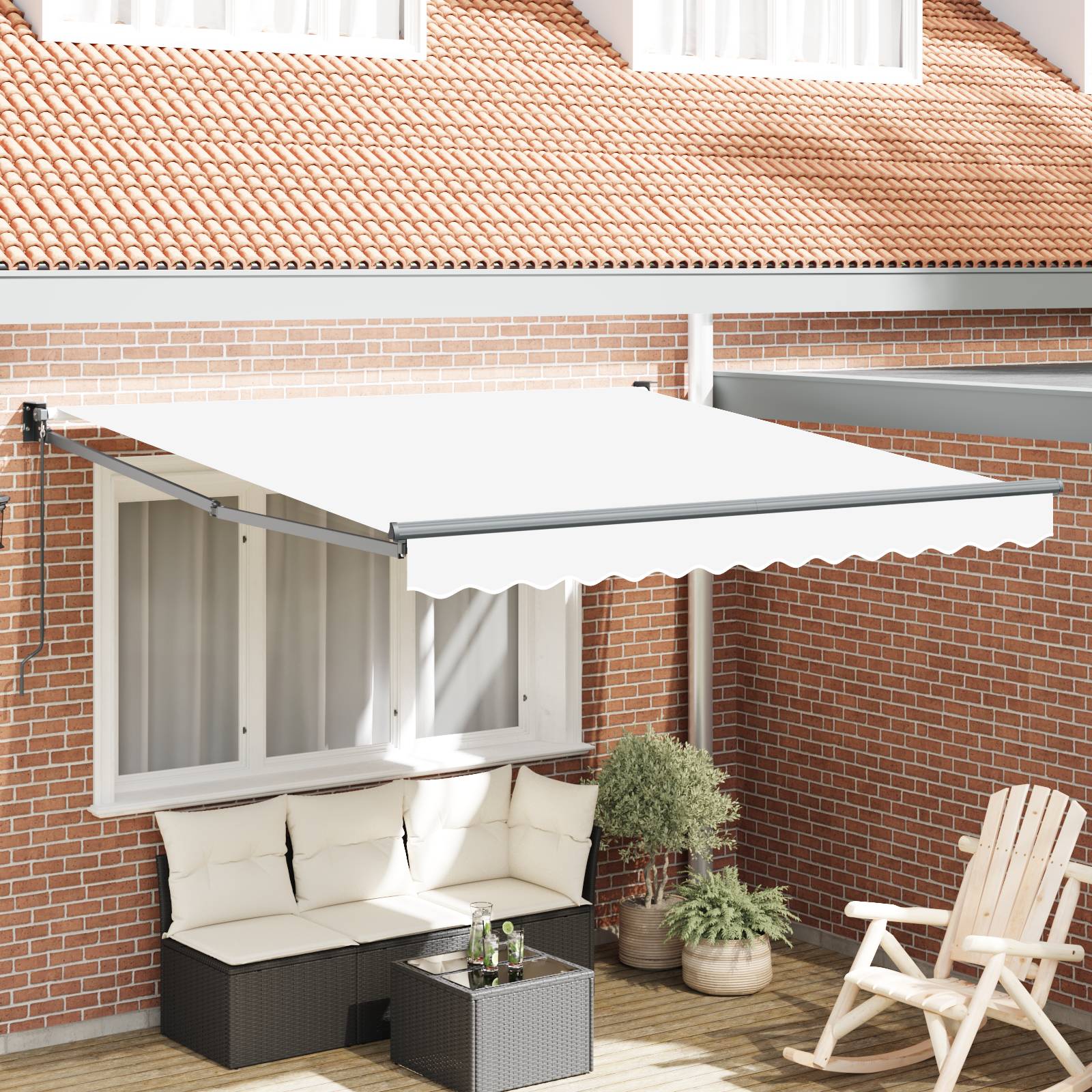 vidaXL Manuelle Einziehbare Markise Weiß 350x250 cm