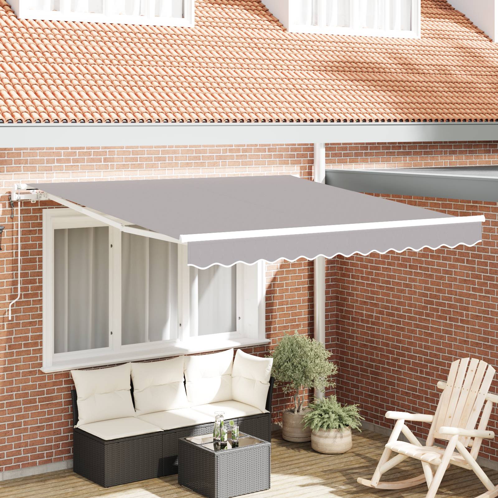 vidaXL automatische einziehbare Markise Hellgrau 300x250 cm