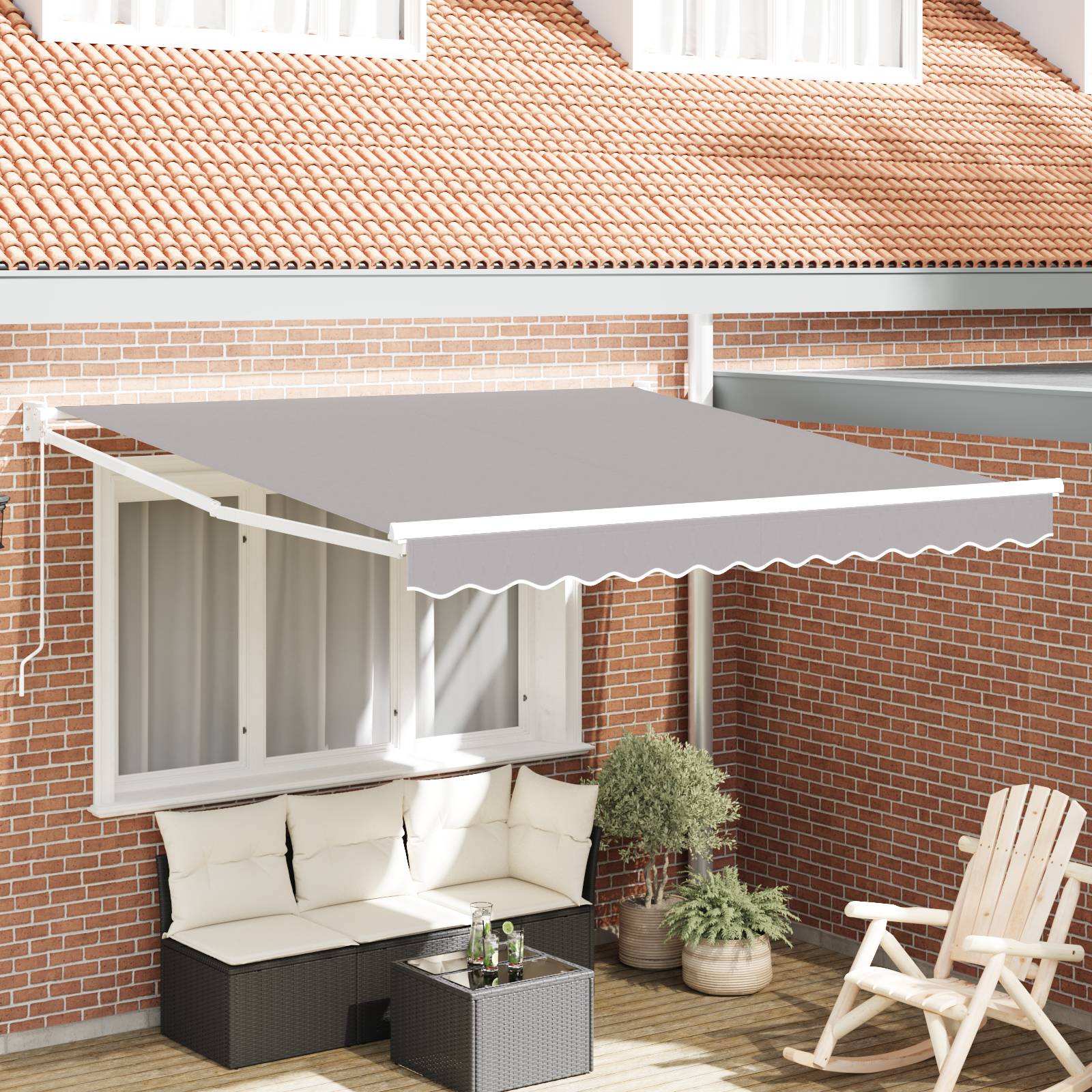 vidaXL Einziehmarkise Manuell Hellgrau 300x250 cm