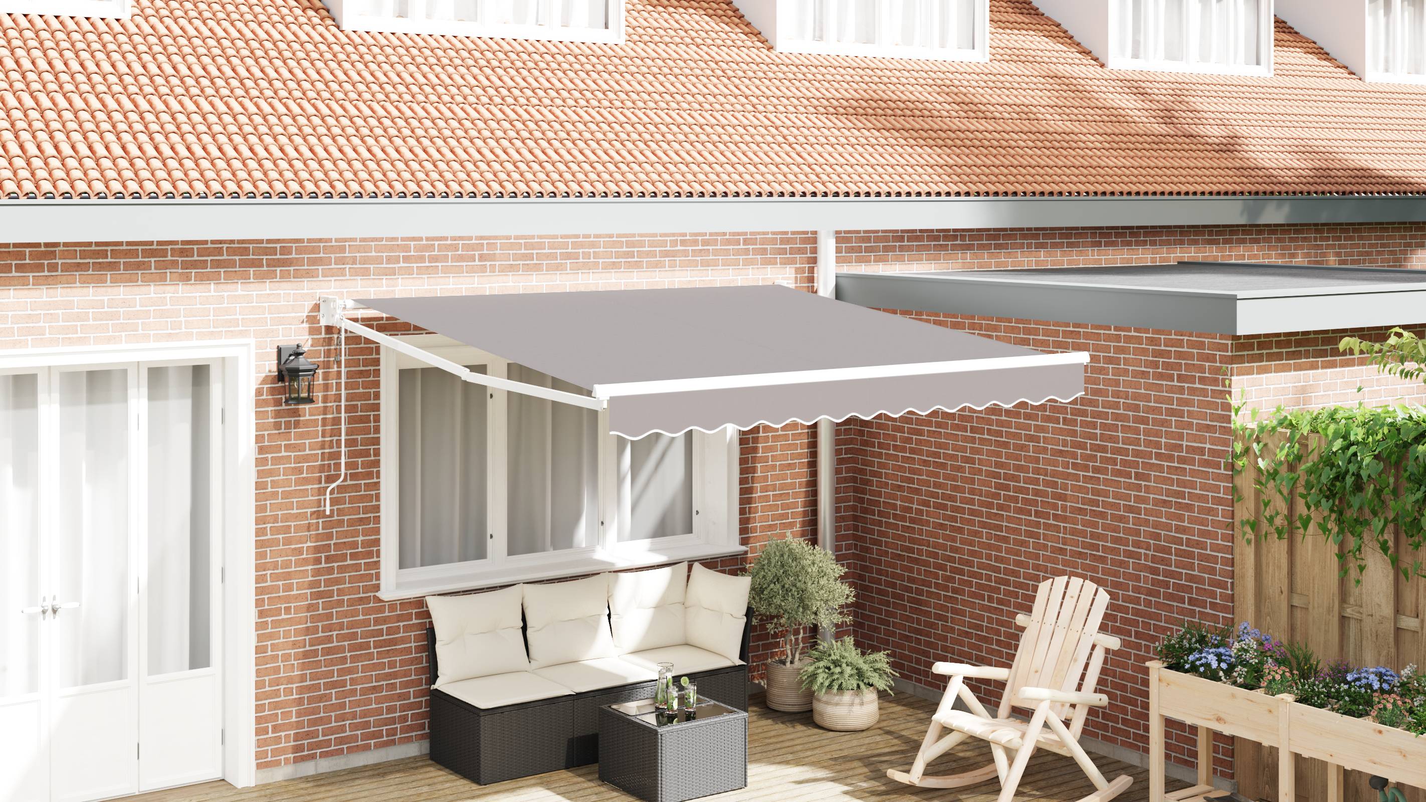 vidaXL Einziehmarkise Automatisch Hellgrau 300x250 cm