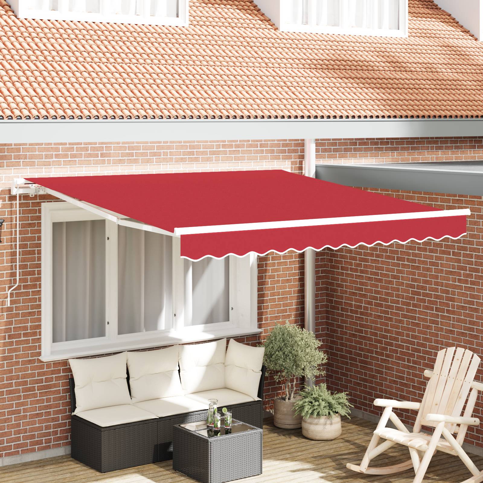 vidaXL manuelle einziehbare Markise rot 300x250 cm