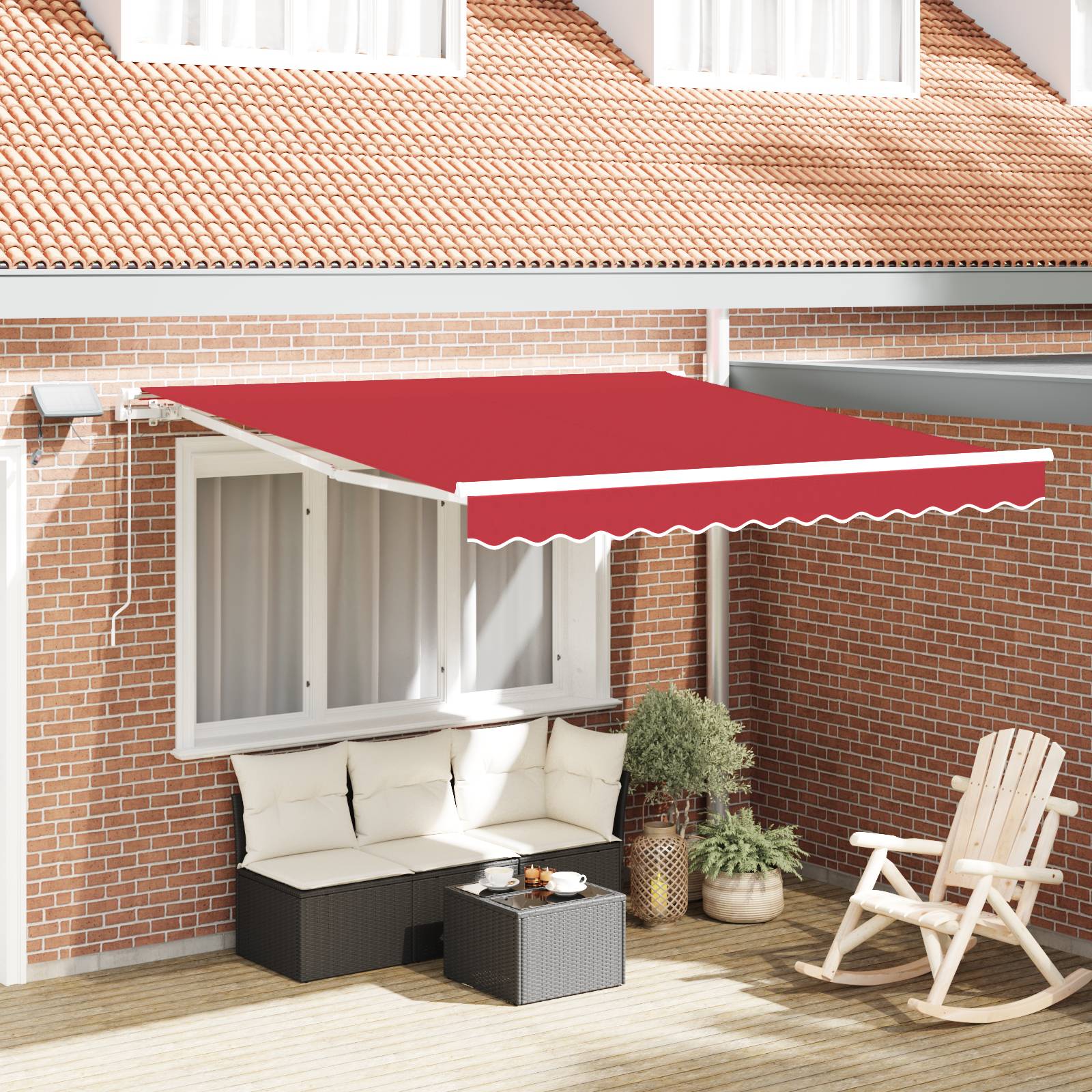 vidaXL manuelle einziehbare Markise mit LED Rot 350x250 cm