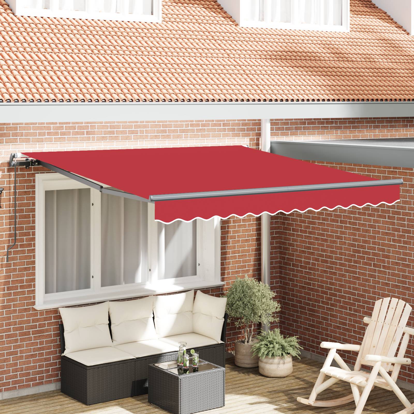 vidaXL Manuelle Einziehbare Markise Rot 350x250 cm