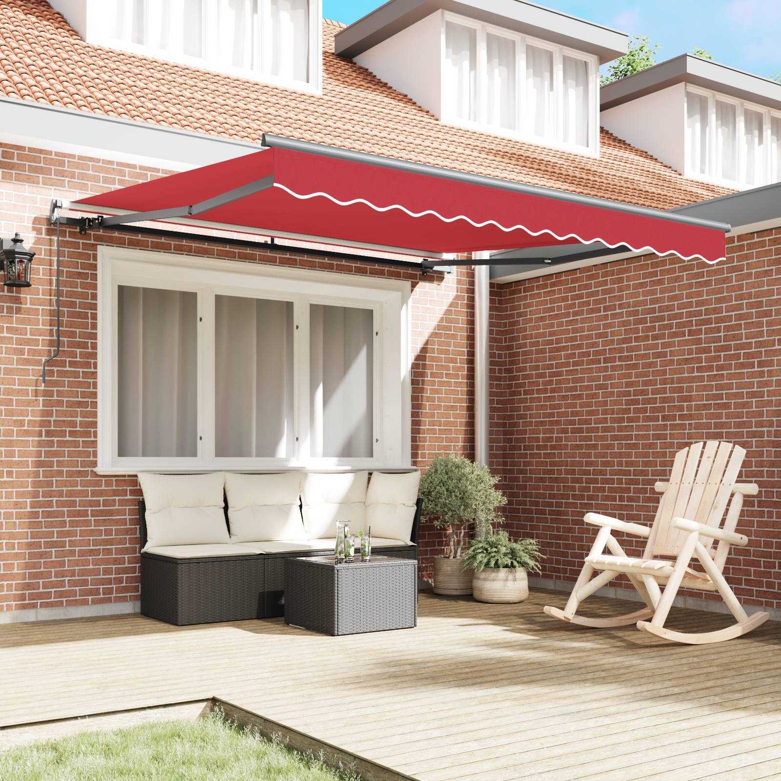vidaXL Manuelle Einziehbare Markise Rot 350x250 cm