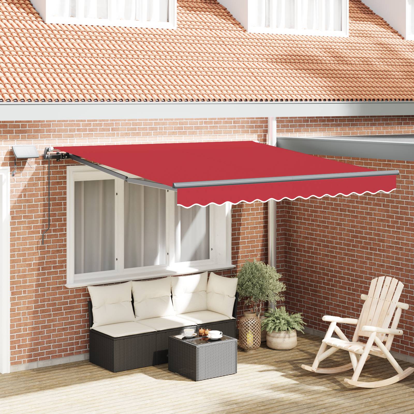 vidaXL manuelle einziehbare Markise mit LED rot 350x250 cm