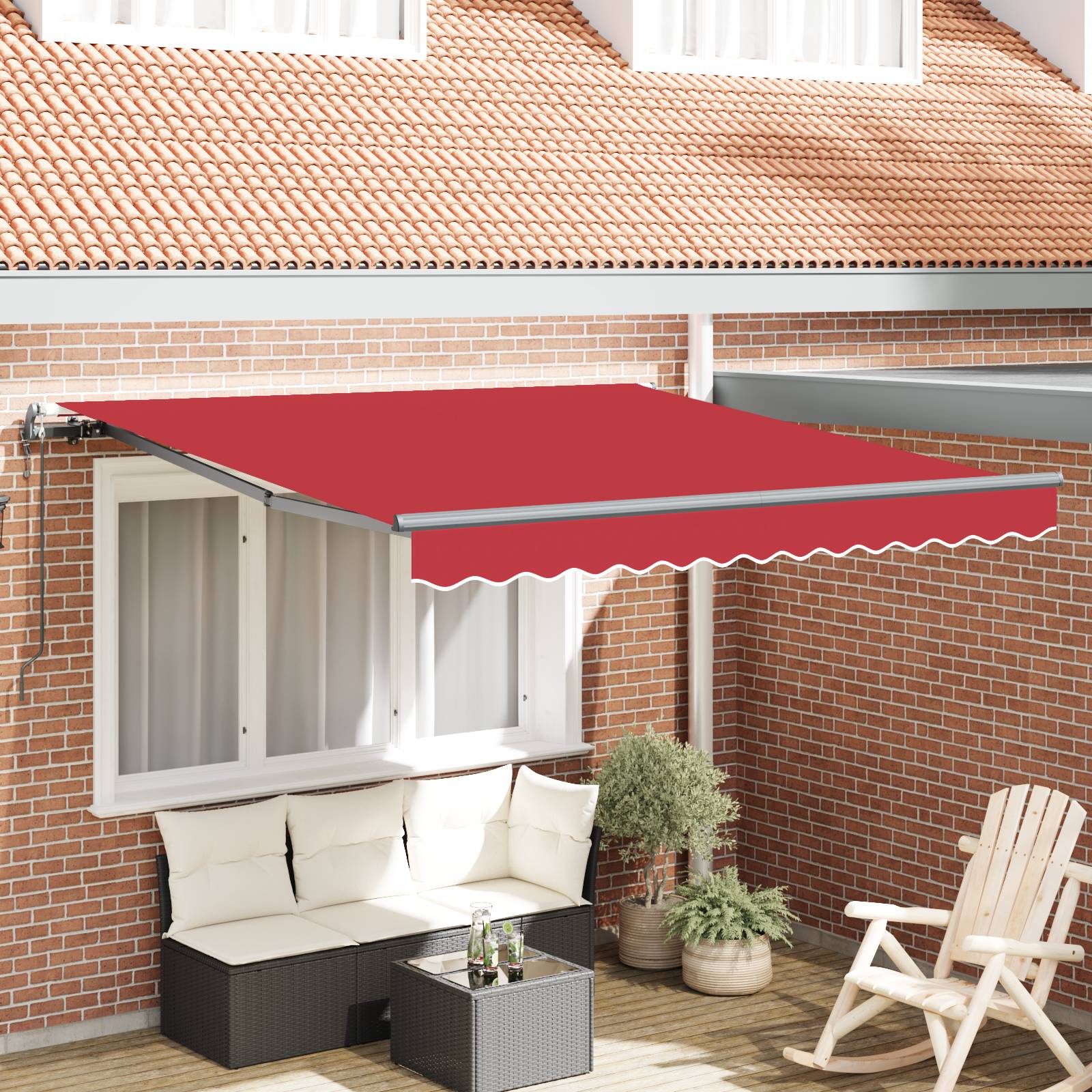 vidaXL Automatische Einziehbare Markise Rot 350x250 cm
