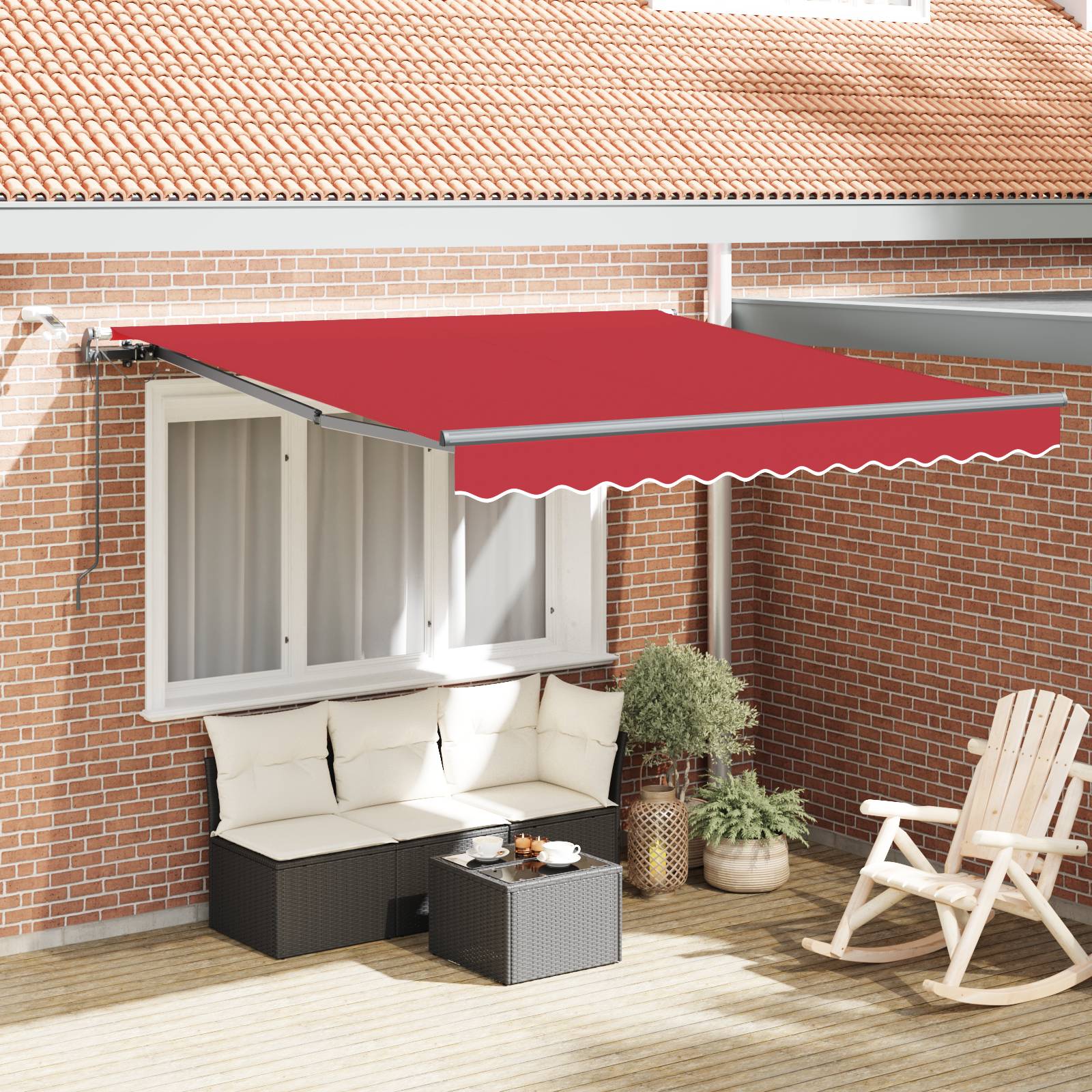 vidaXL Automatische Einziehbare Markise mit LED Rot 300x250 cm
