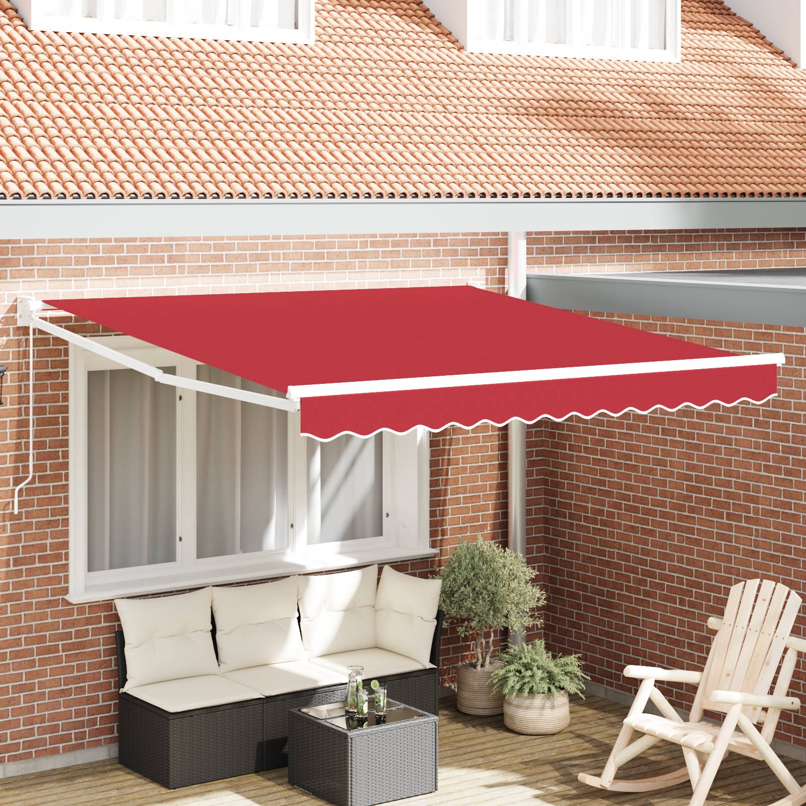 vidaXL Manuelle Einziehbare Markise Rot 350x250 cm