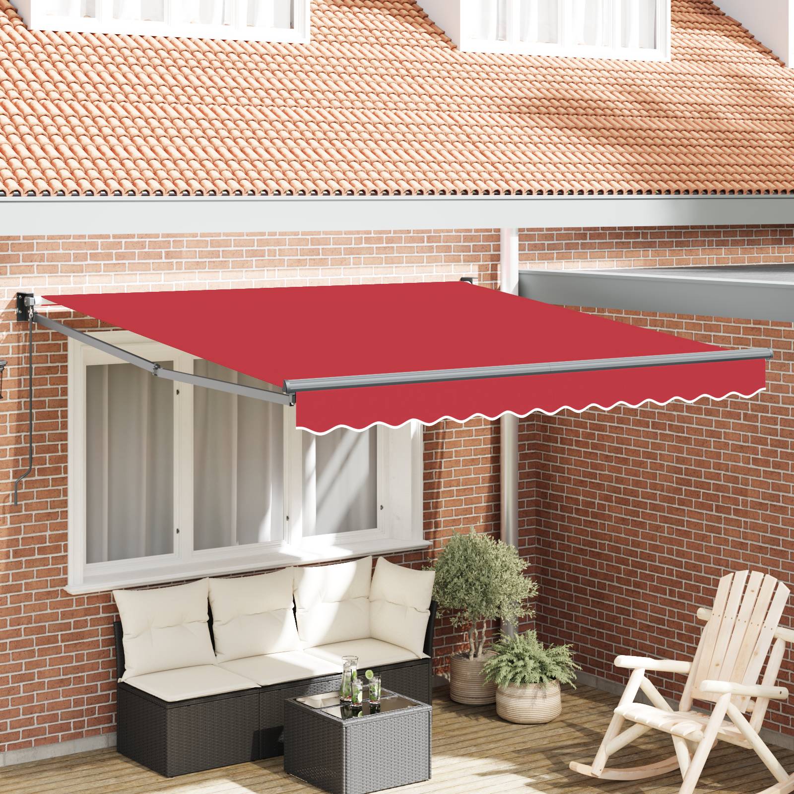 vidaXL Einziehmarkise Manuell Rot 350x250 cm