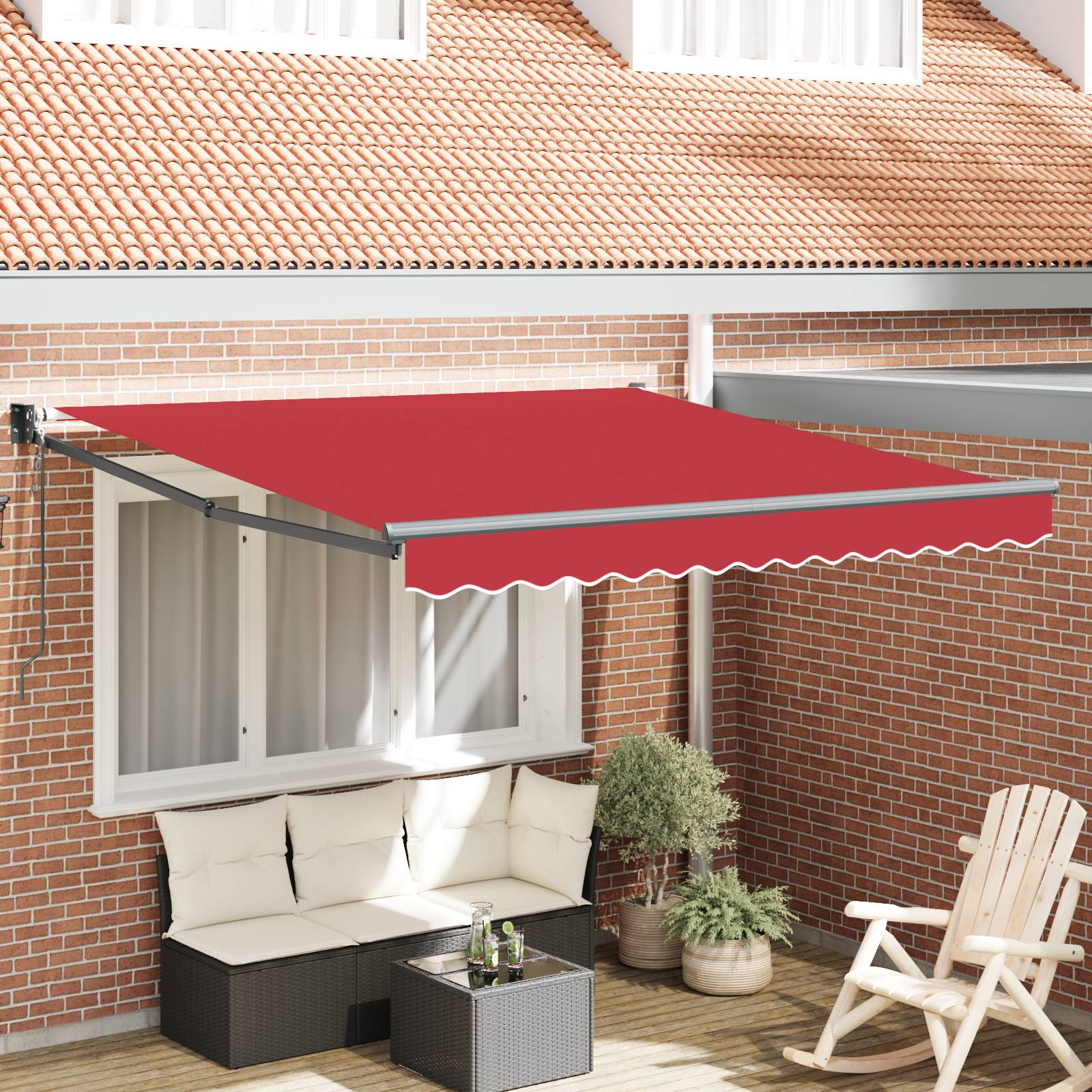 vidaXL automatische einziehbare Markise Rot 300x250 cm