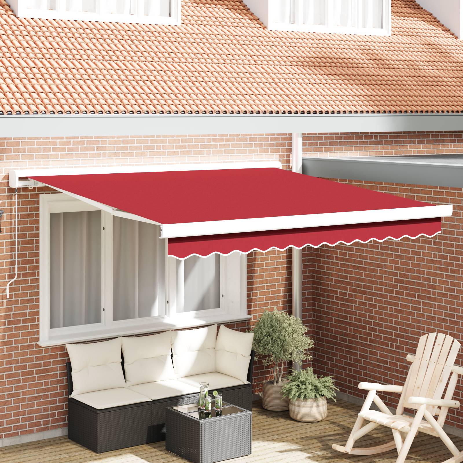 vidaXL Manuelle Ausziehbare Markise Rot 300x250 cm