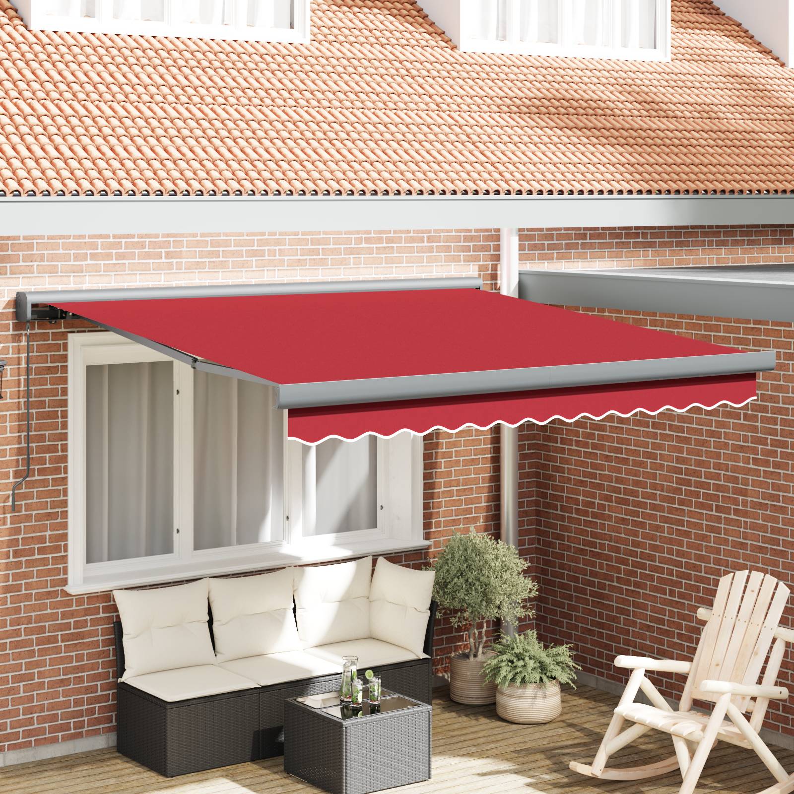 vidaXL Manuelle Einziehbare Markise Rot 350x250 cm