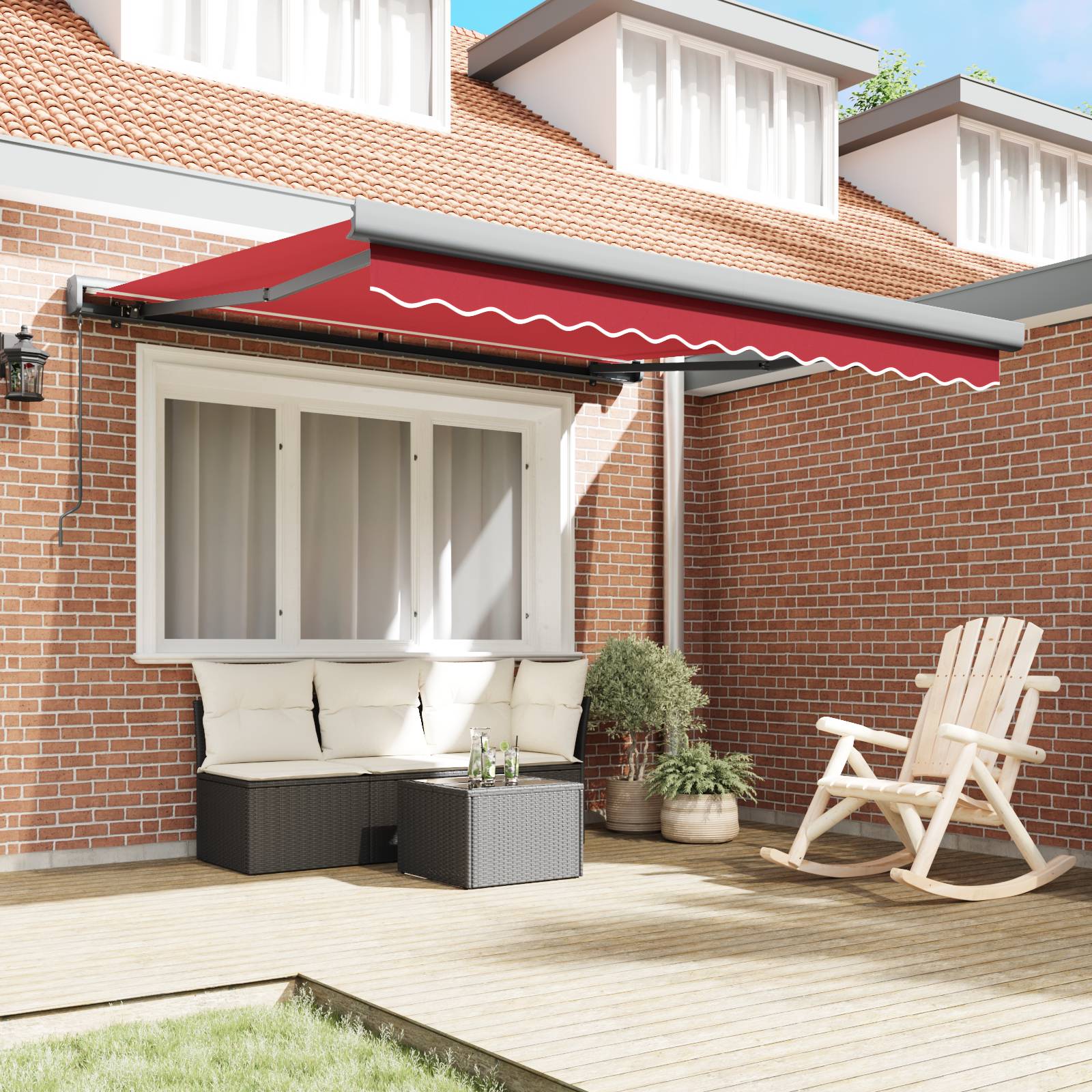 vidaXL Manuelle Einziehbare Markise Rot 350x250 cm