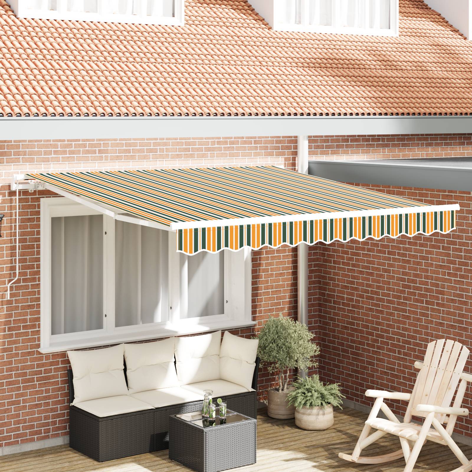 vidaXL Manuelle Einziehbare Markise Grün und Gelb 300x250 cm