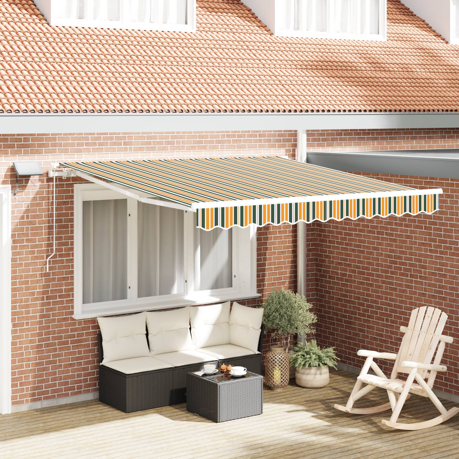 vidaXL manuelle einziehbare Markise mit LED Grün und Gelb 300x250 cm