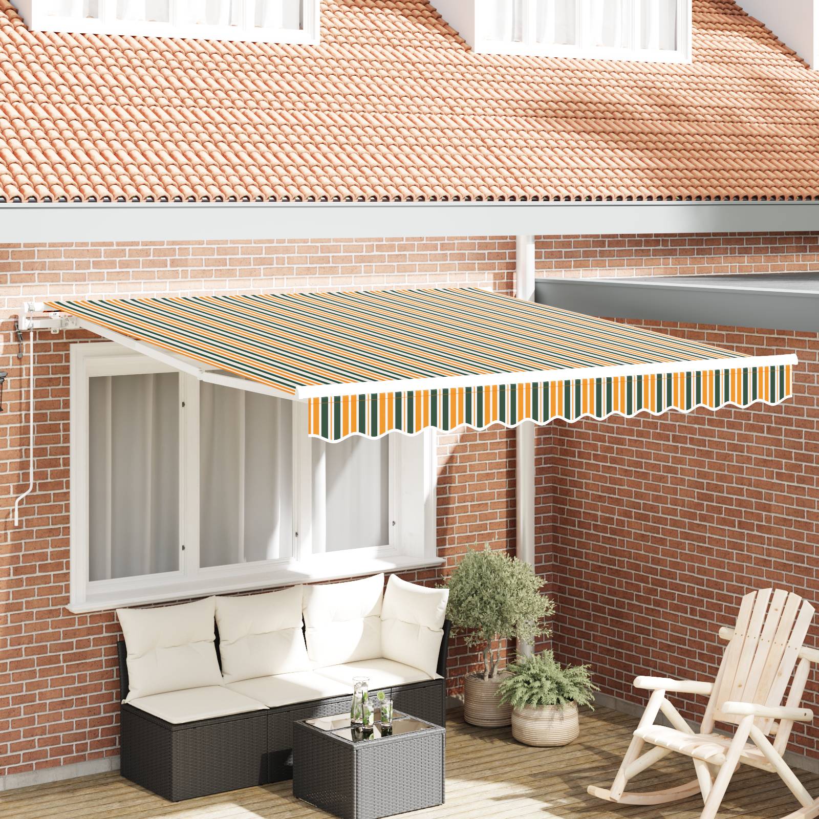 vidaXL automatische einziehbare Markise Grün und Gelb 300x250 cm