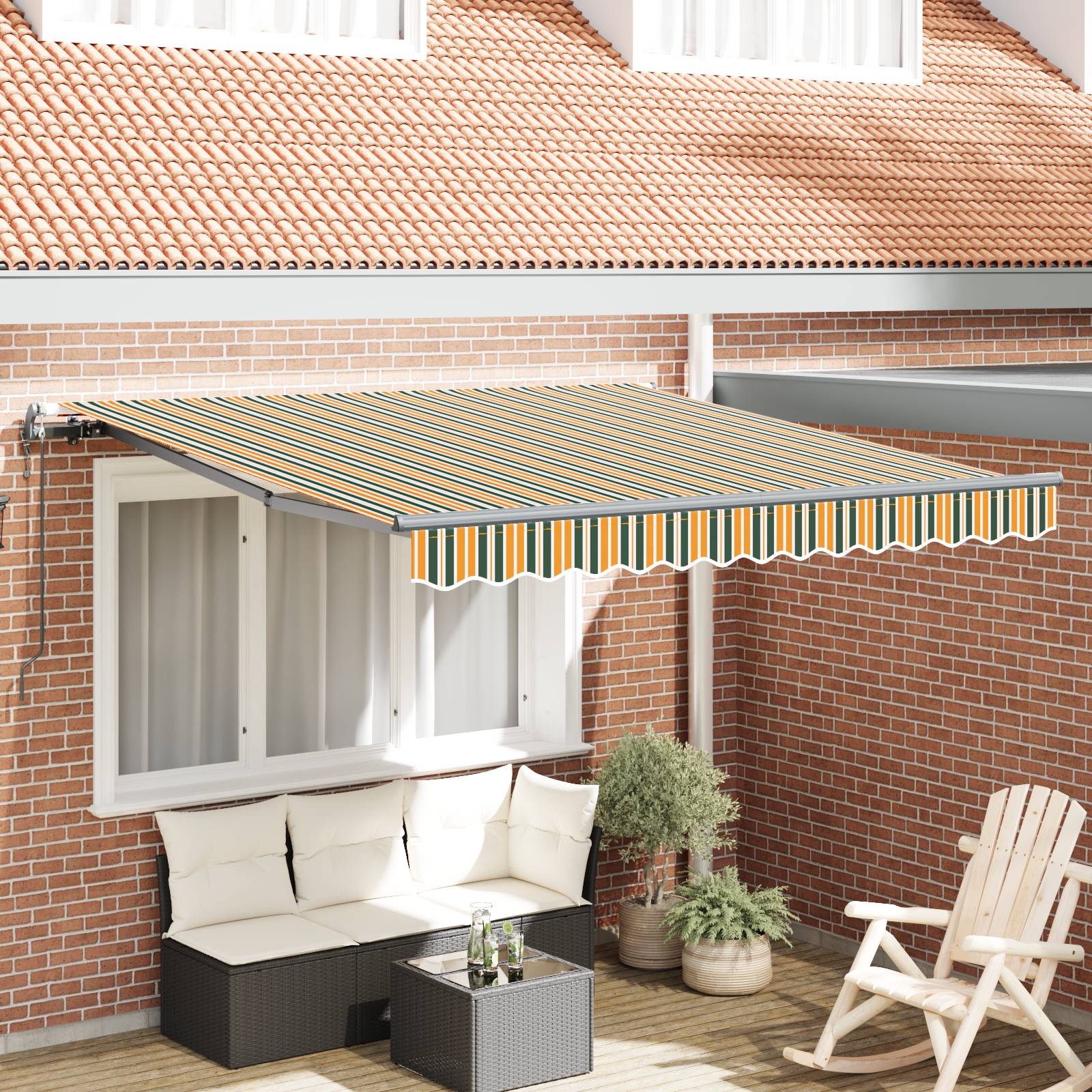 vidaXL Automatische einziehbare Markise Grün und Gelb 300x250 cm