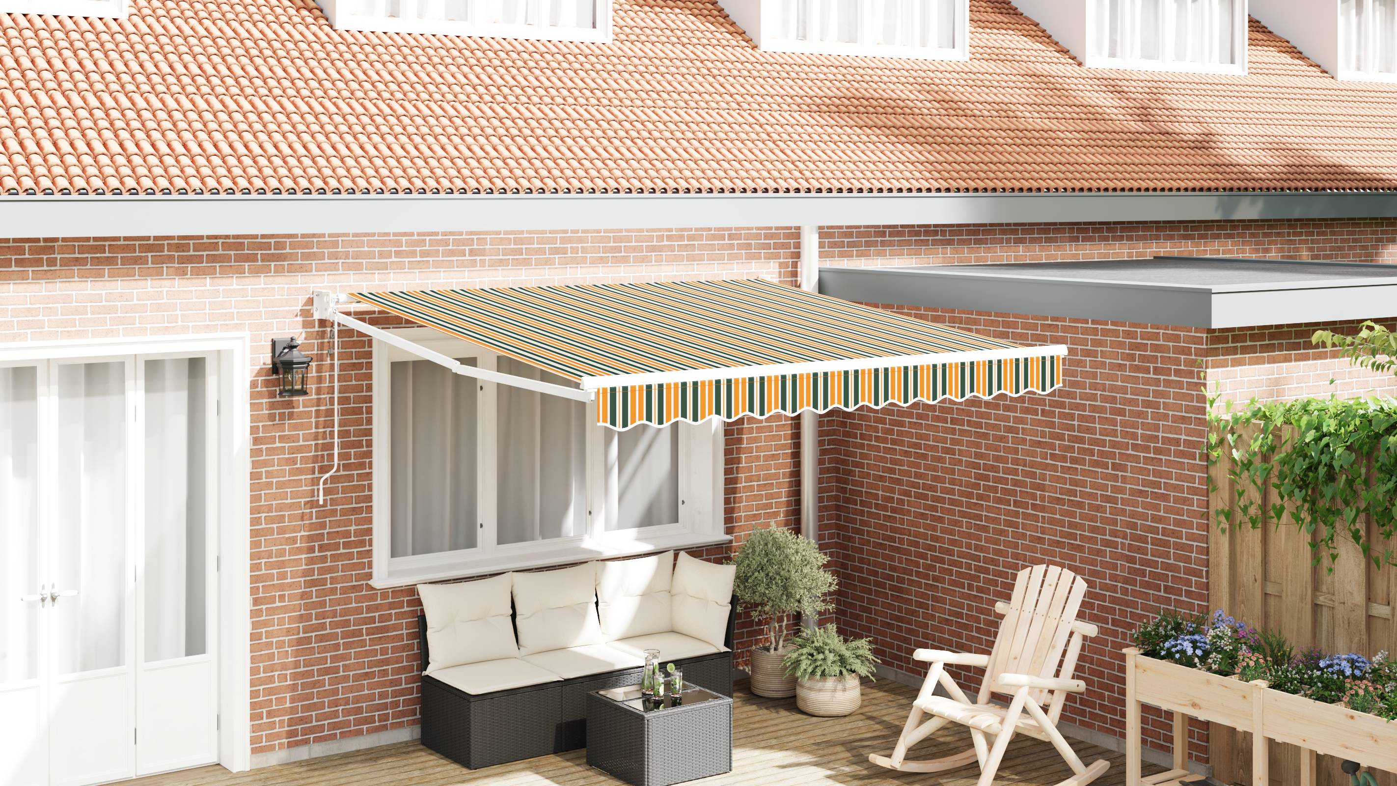vidaXL Einziehmarkise Automatisch Grün und Gelb 300x250 cm