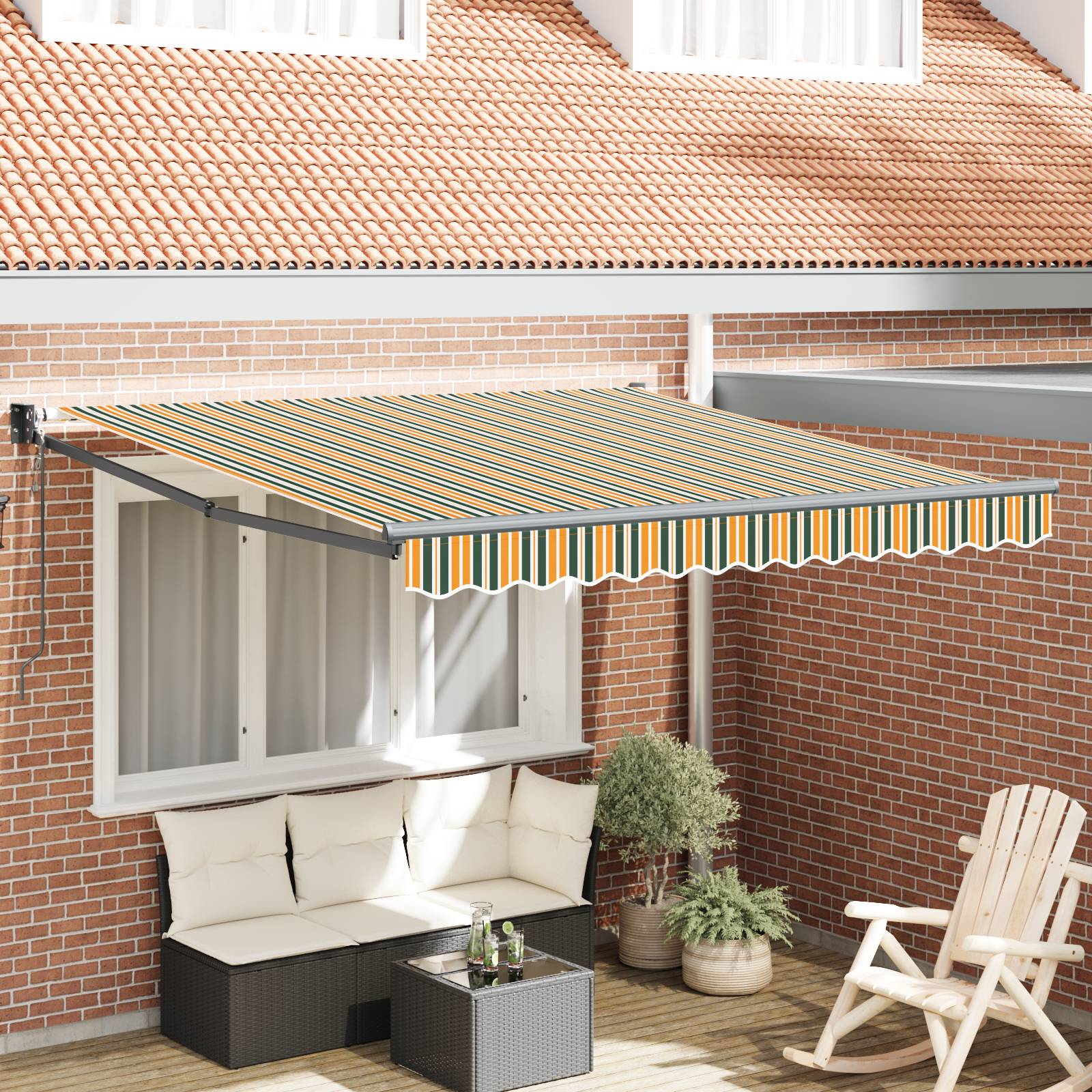 vidaXL Automatische einziehbare Markise Grün und Gelb 300x250 cm